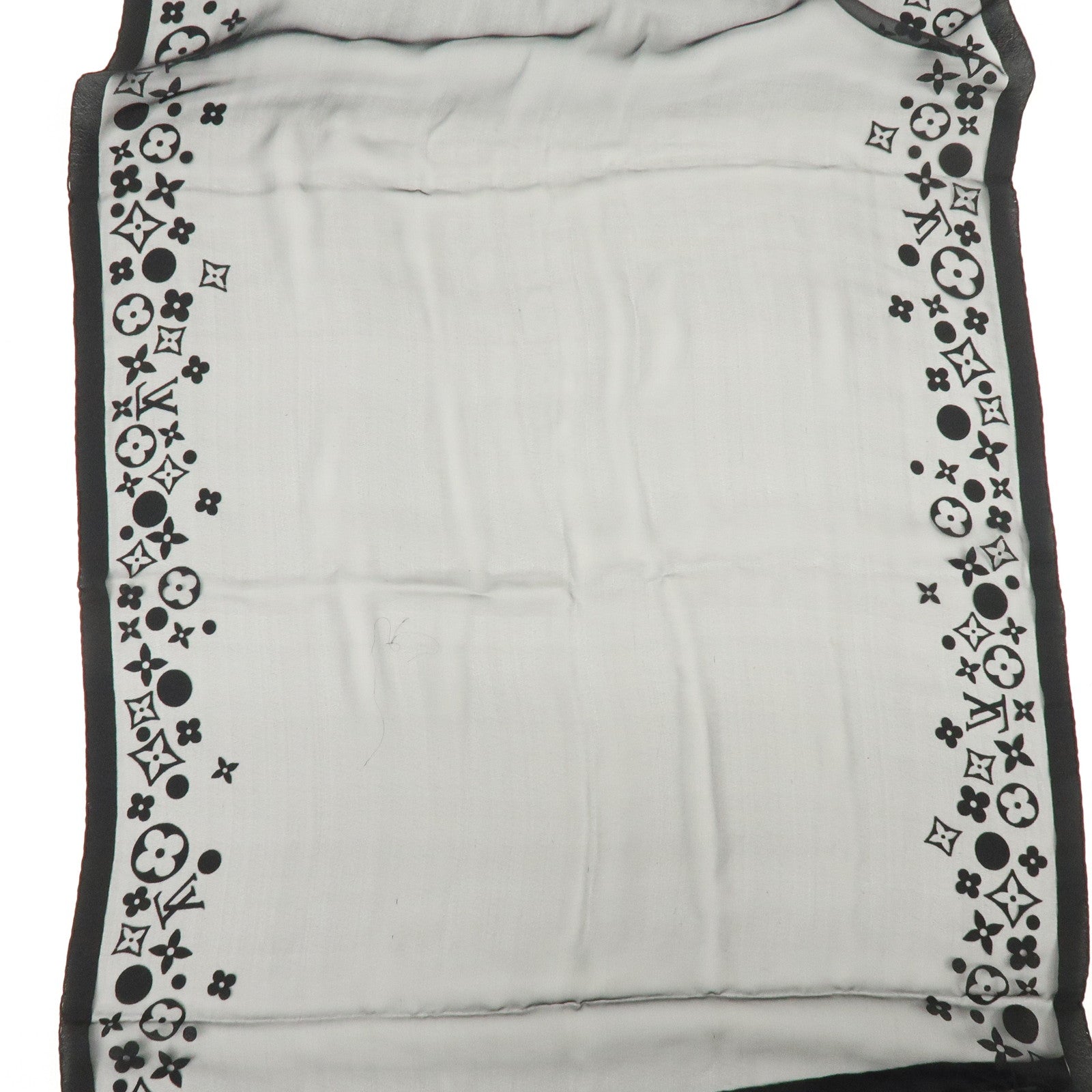 Louis Vuitton Monogram Silk 100% Sheer Scarf Shawl Black