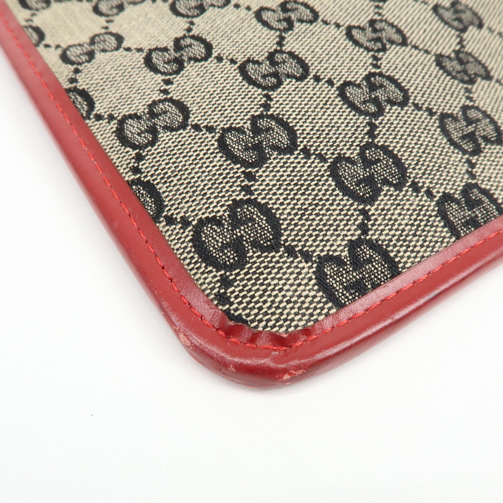 GUCCI GG Canvas Leather Shoulder Bag Beige Red 019・0348・200047
