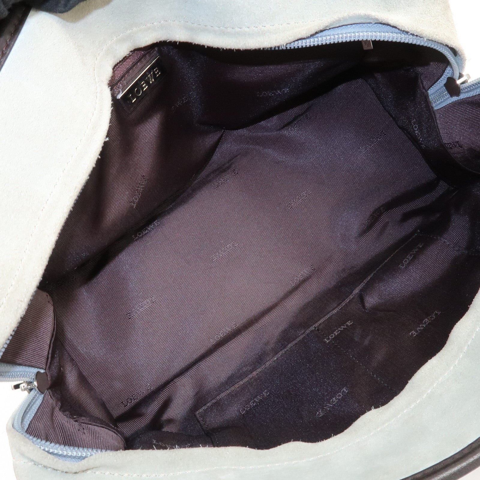 LOEWE Anagram Amazona 28 Suede Leather Hand Bag Ivory Brown Used