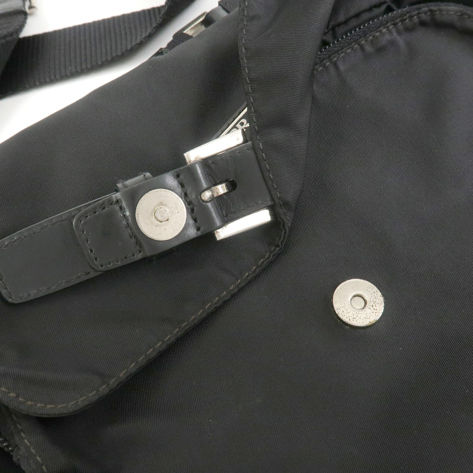 PRADA Nylon Leather Shoulder Bag Crossbody Bag Black BT0521