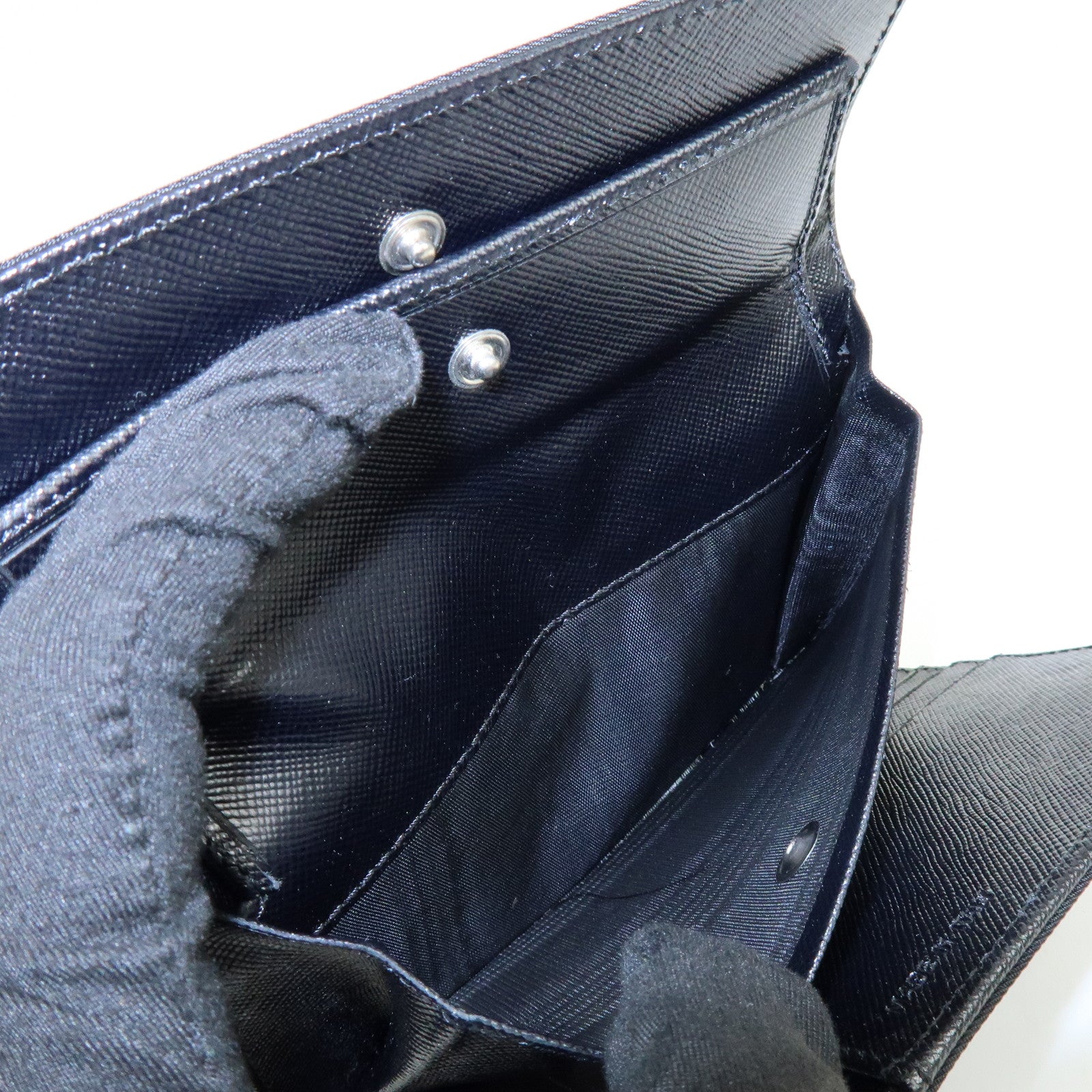 PRADA Triangle Logo Nylon Saffiano Leather Tri-fold Wallet M510