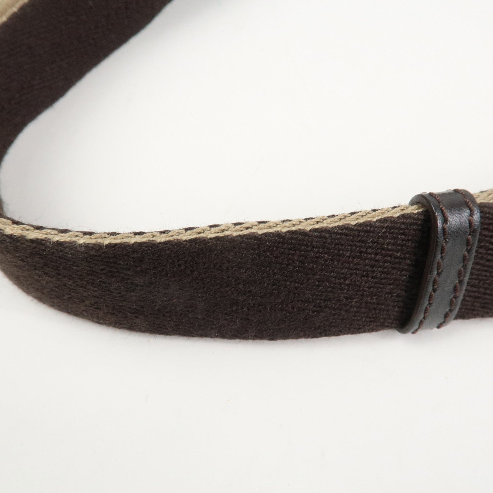 FENDI Zucchino Canvas Shoulder Bag Crossbody Bag Brown 8BR318