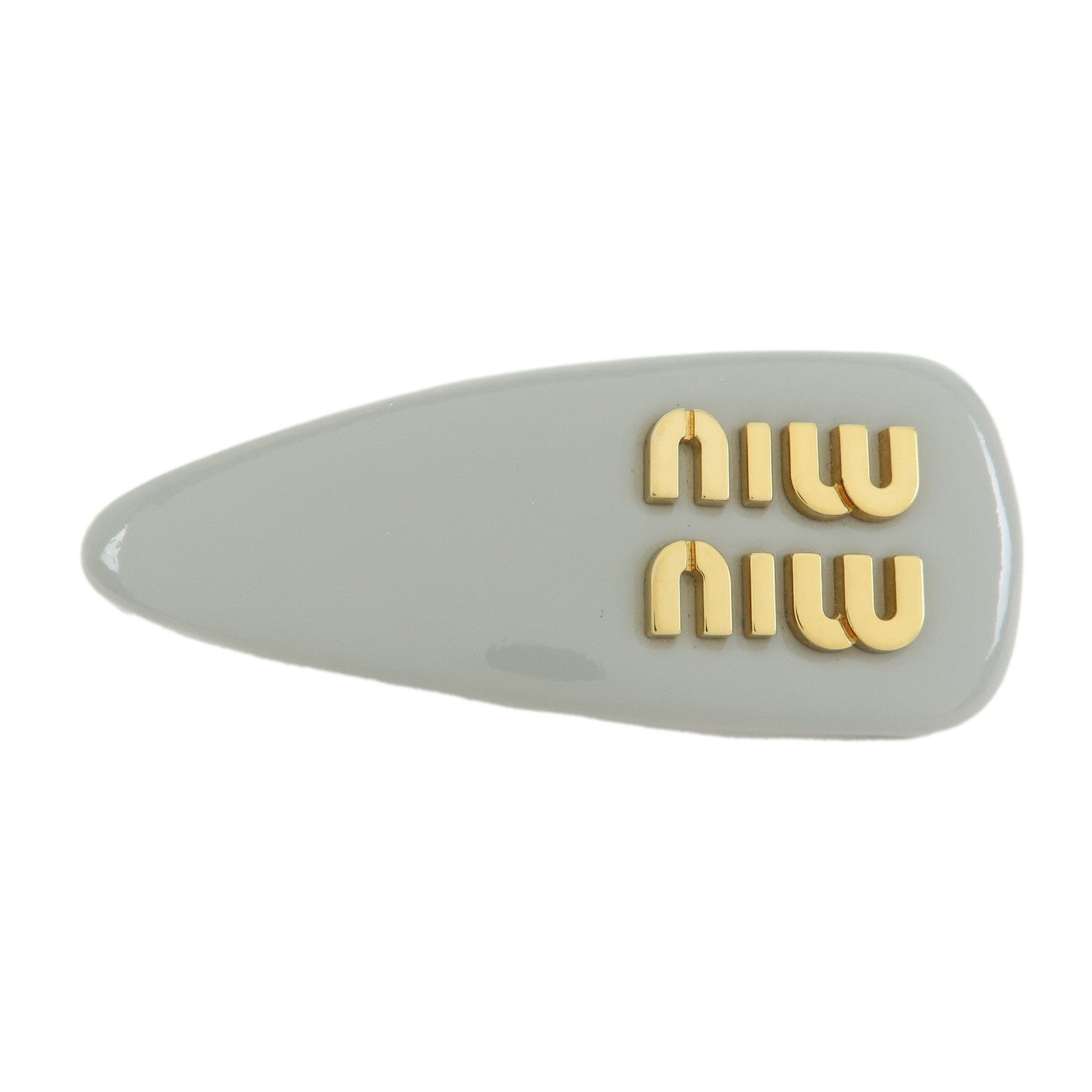 MIU MIU Logo Patent Leather Hair Clip Hair Accessory Gray 5IF092