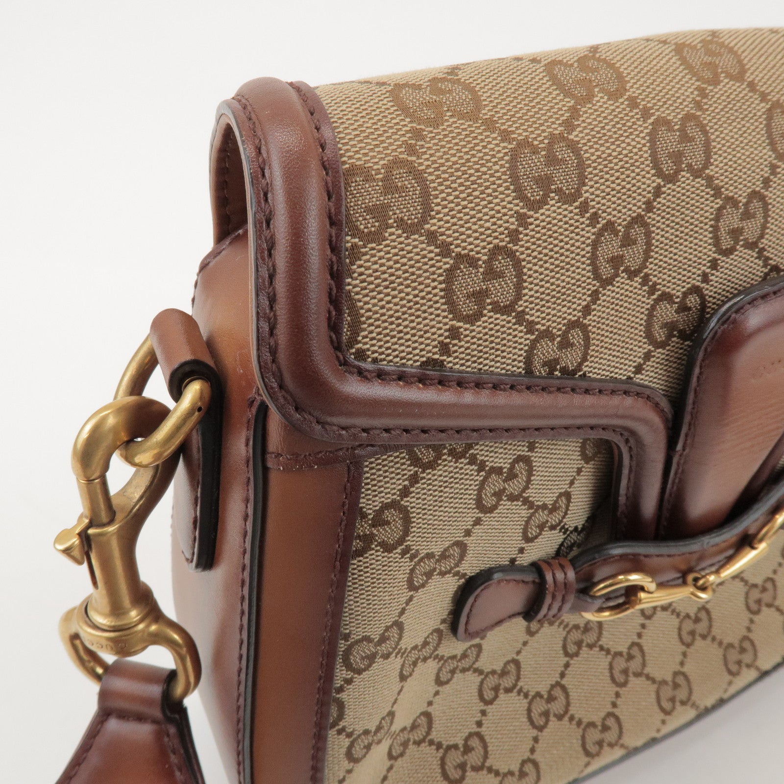 GUCCI Sherry GG Canvas Leather Lady Web Shoulder Bag 383848
