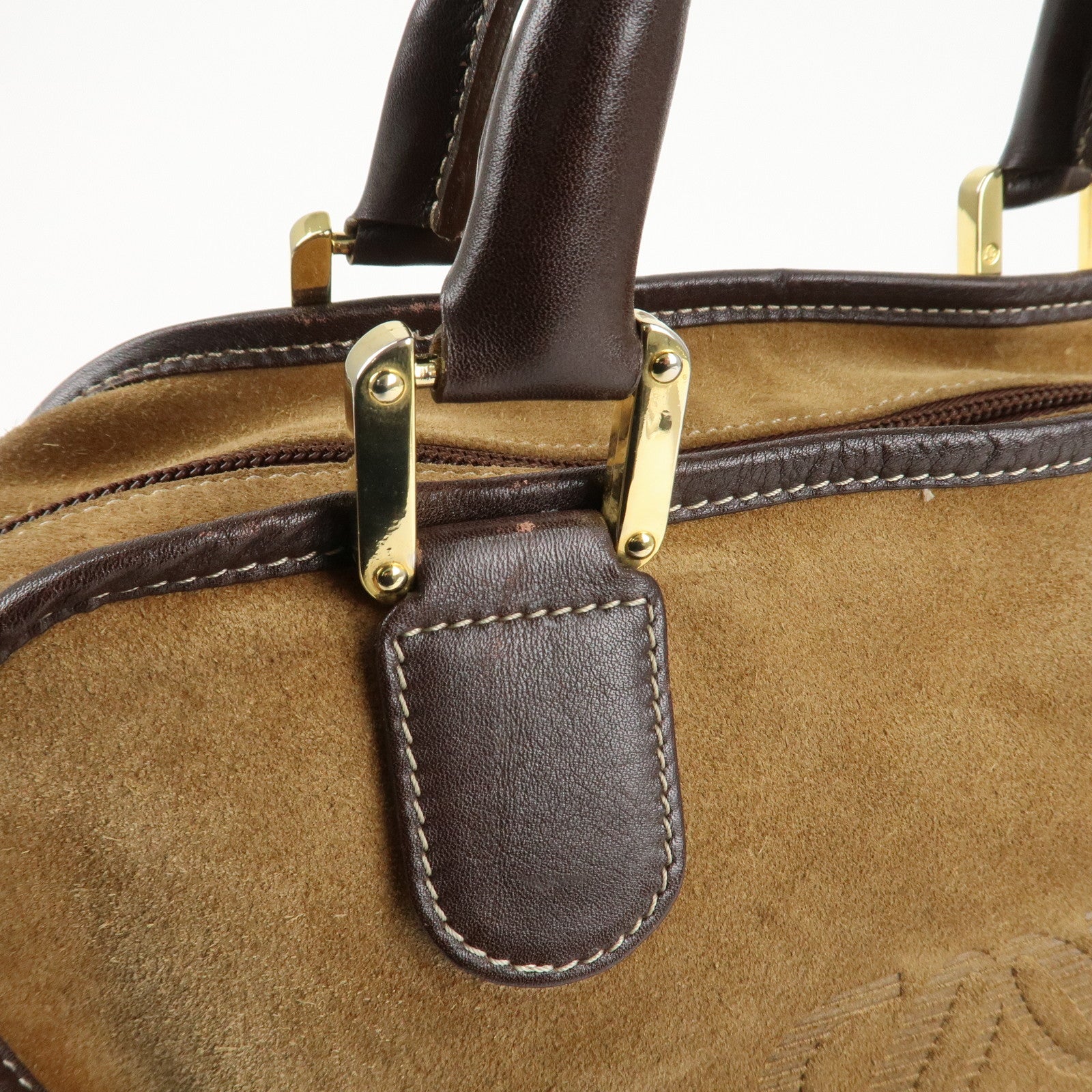 LOEWE Anagram Suede Leather Amazona 35 Brown Hand Bag Boston Bag Used