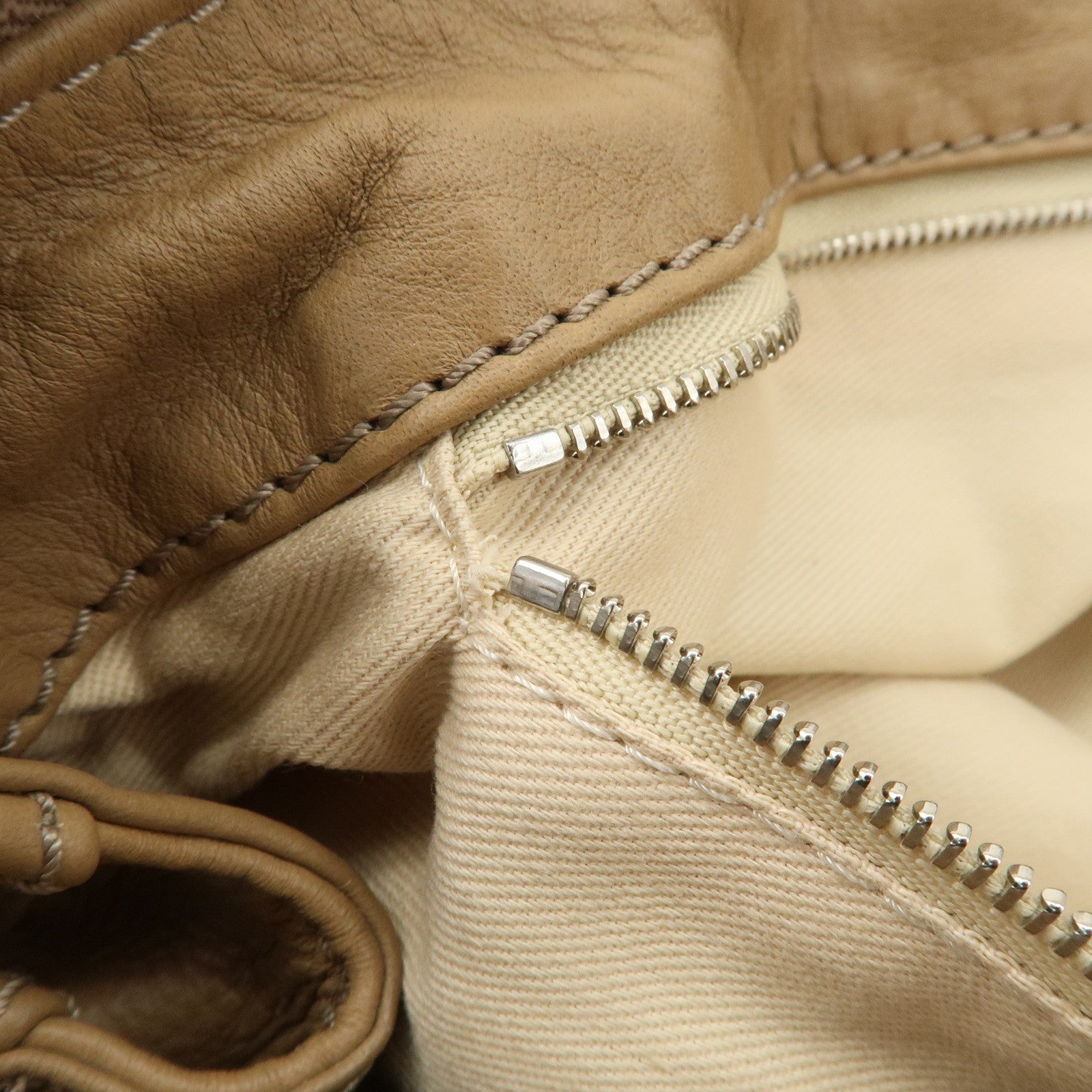 Chloe Paddington Leather Hand Bag Shoulder Bag Medium Beige Used