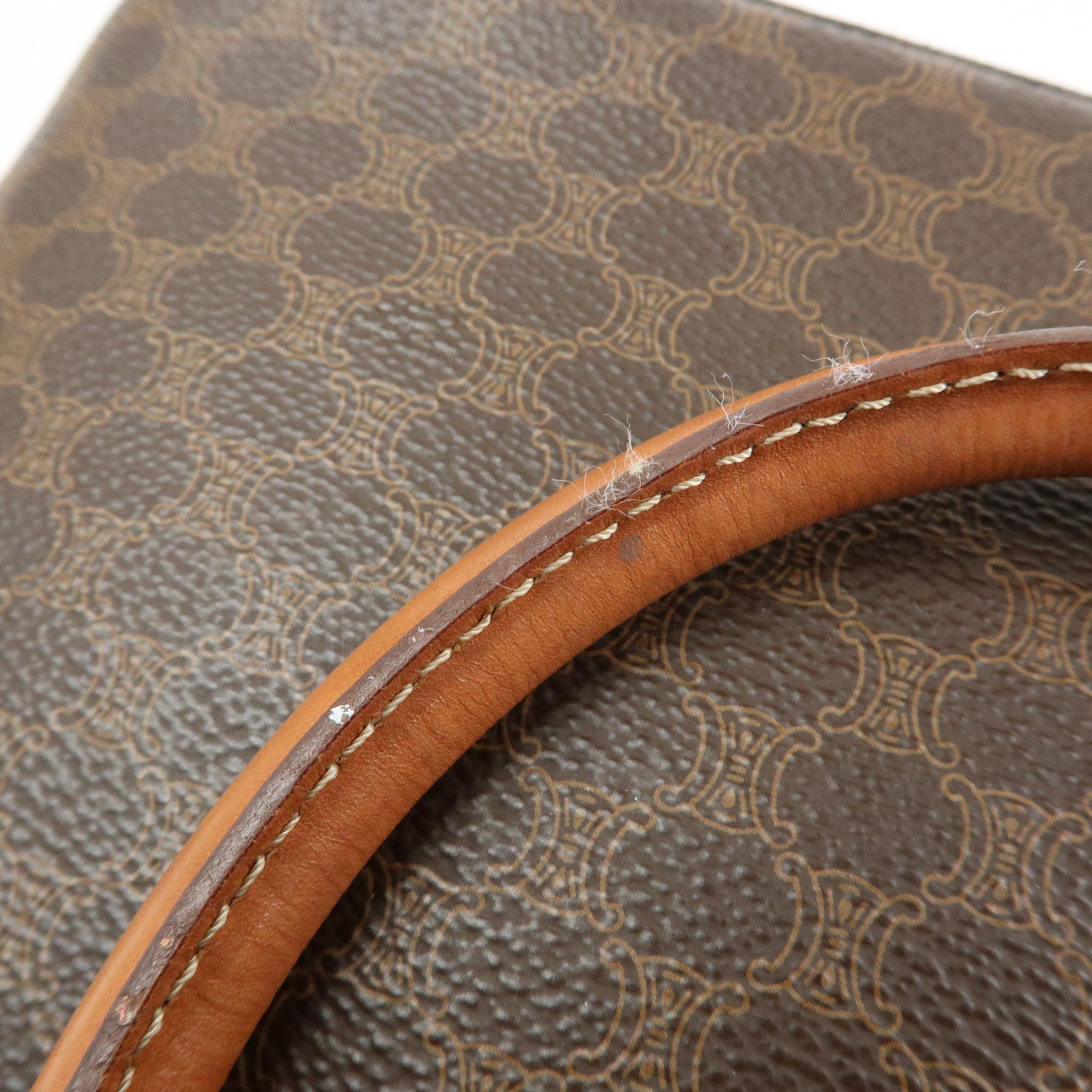 CELINE Macadam Leather 2WAY Bag Hand Bag Shoulder Bag Brown