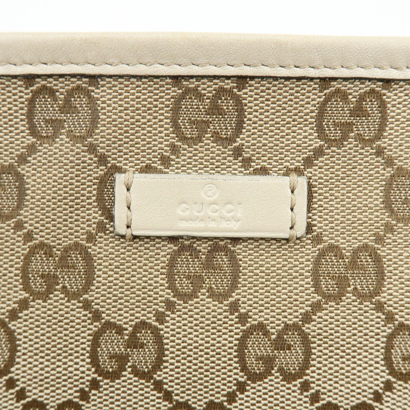 GUCCI GG Canvas Leather Shoulder Crossbody Bag Beige White 388924