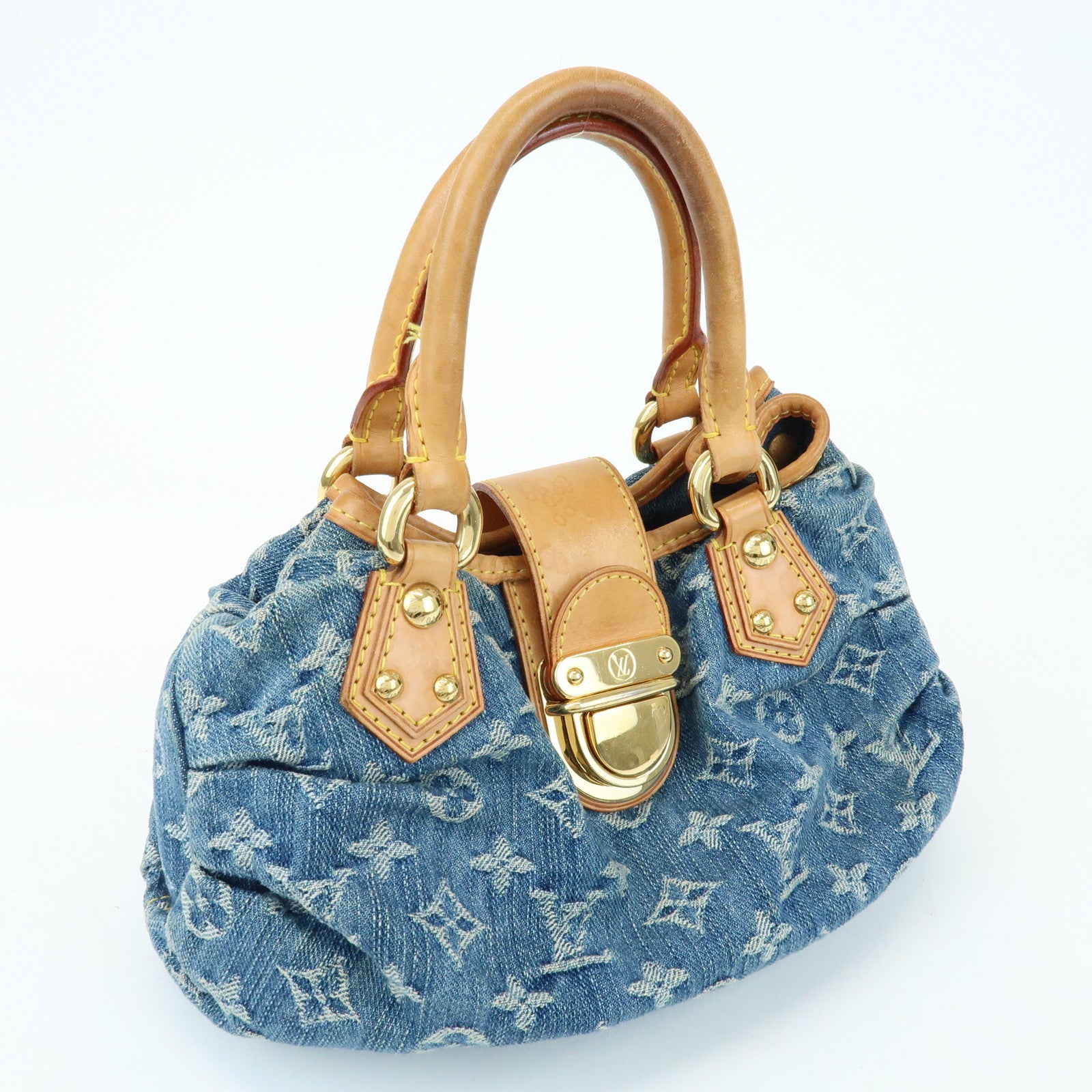 Louis Vuitton Monogram Denim Pleaty Mini Hand Bag Blue M95020