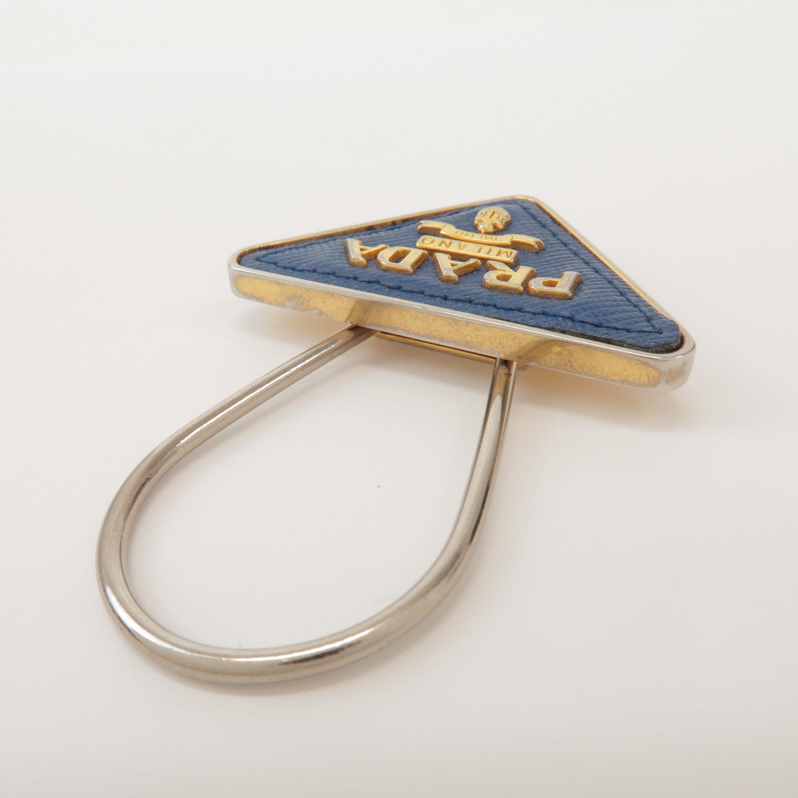 PRADA Triangle Logo Metal Saffiano Leather Set of 2 Key Holders