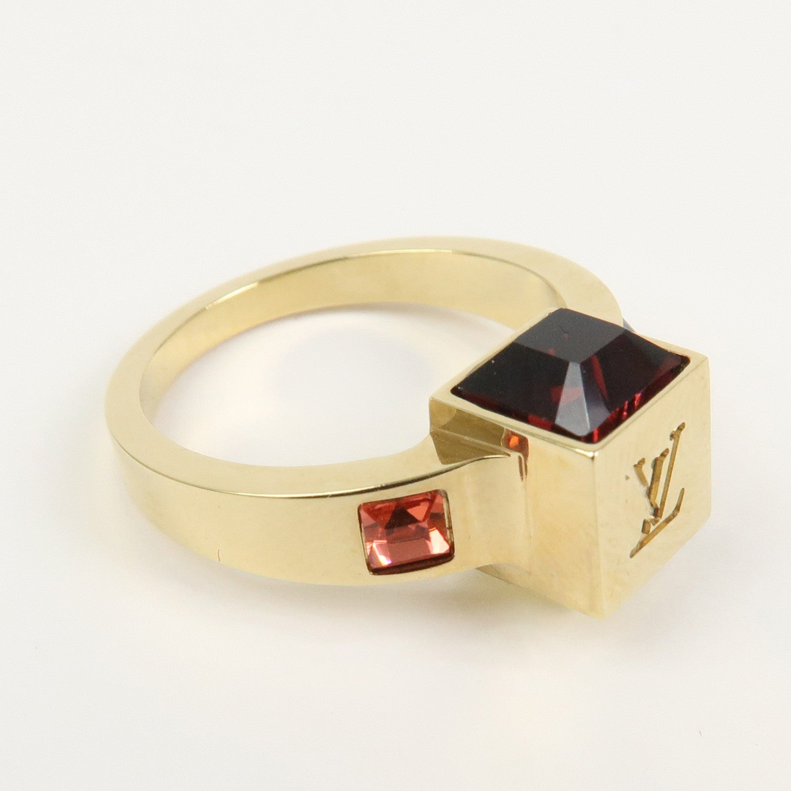 Louis Vuitton Bague Gamble Logo Metal Ring Gold M66824