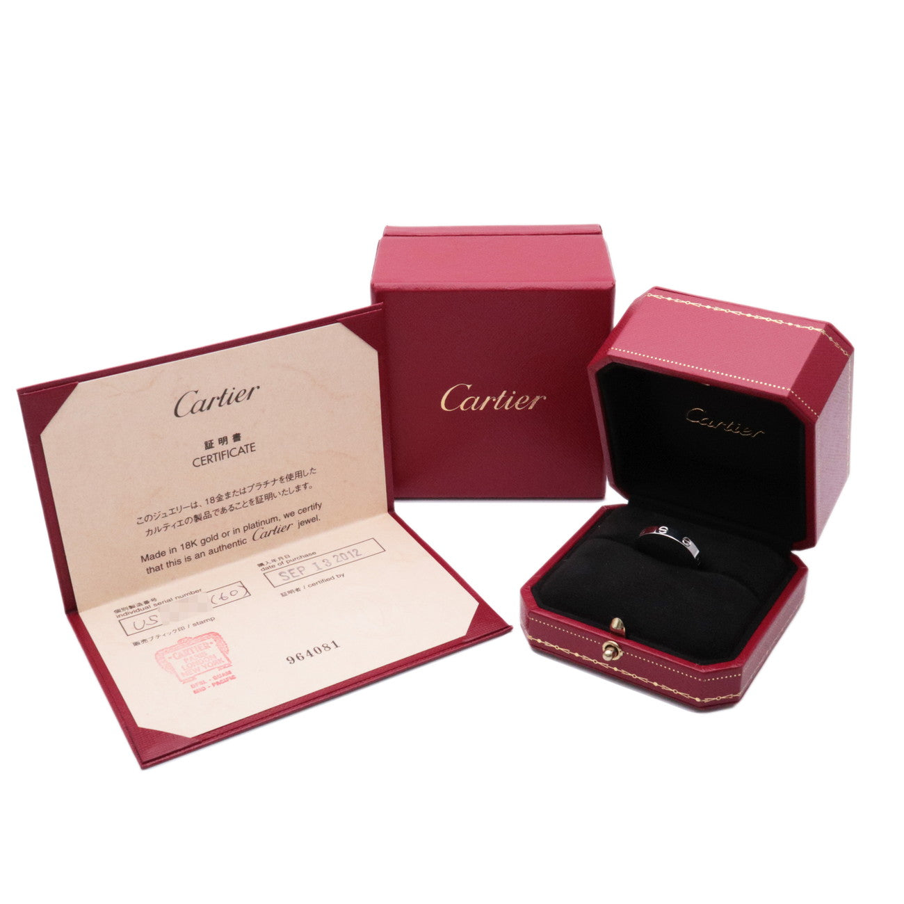 Cartier Mini Love Ring K18WG 750WG White Gold #60 US9-9.5 EU59.5