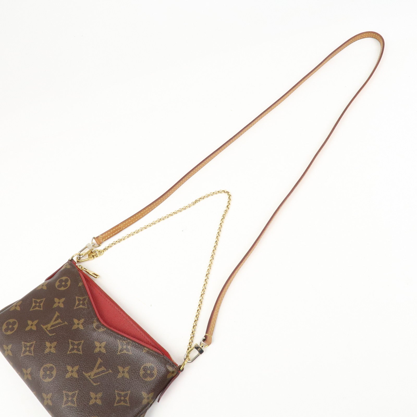 Louis Vuitton Monogram Pallas Clutch 2Way Bag Cerise M41638