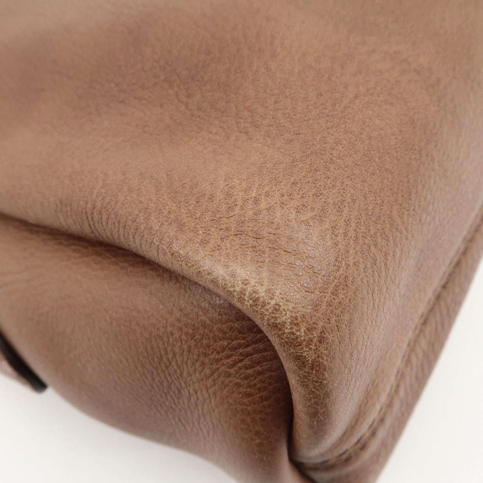 FENDI Selleria Leather Canvas Hand Bag Shoulder Bag Brown 8BL093