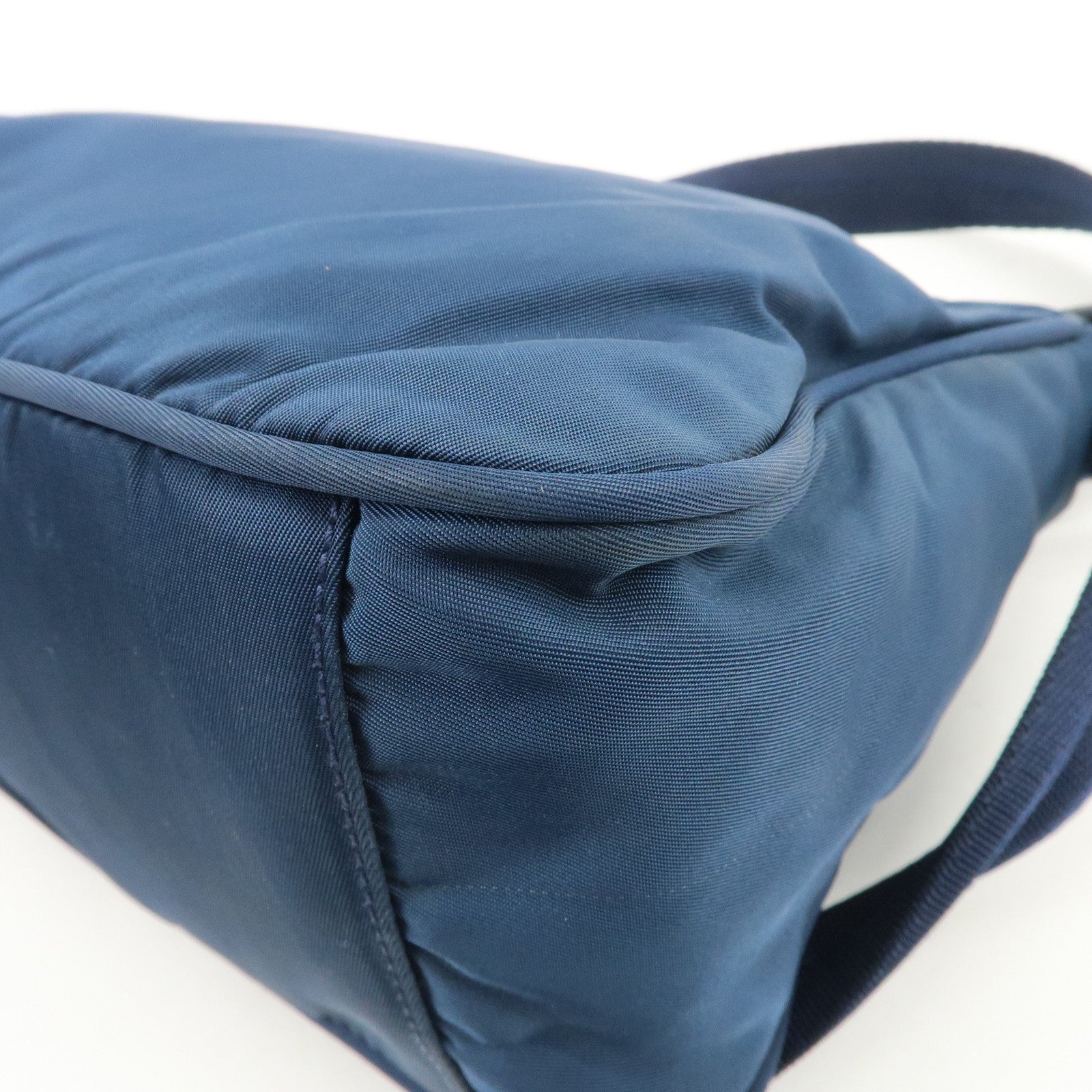 PRADA Triangle Logo Nylon Leather Shoulder Bag Crossbody Bag Navy