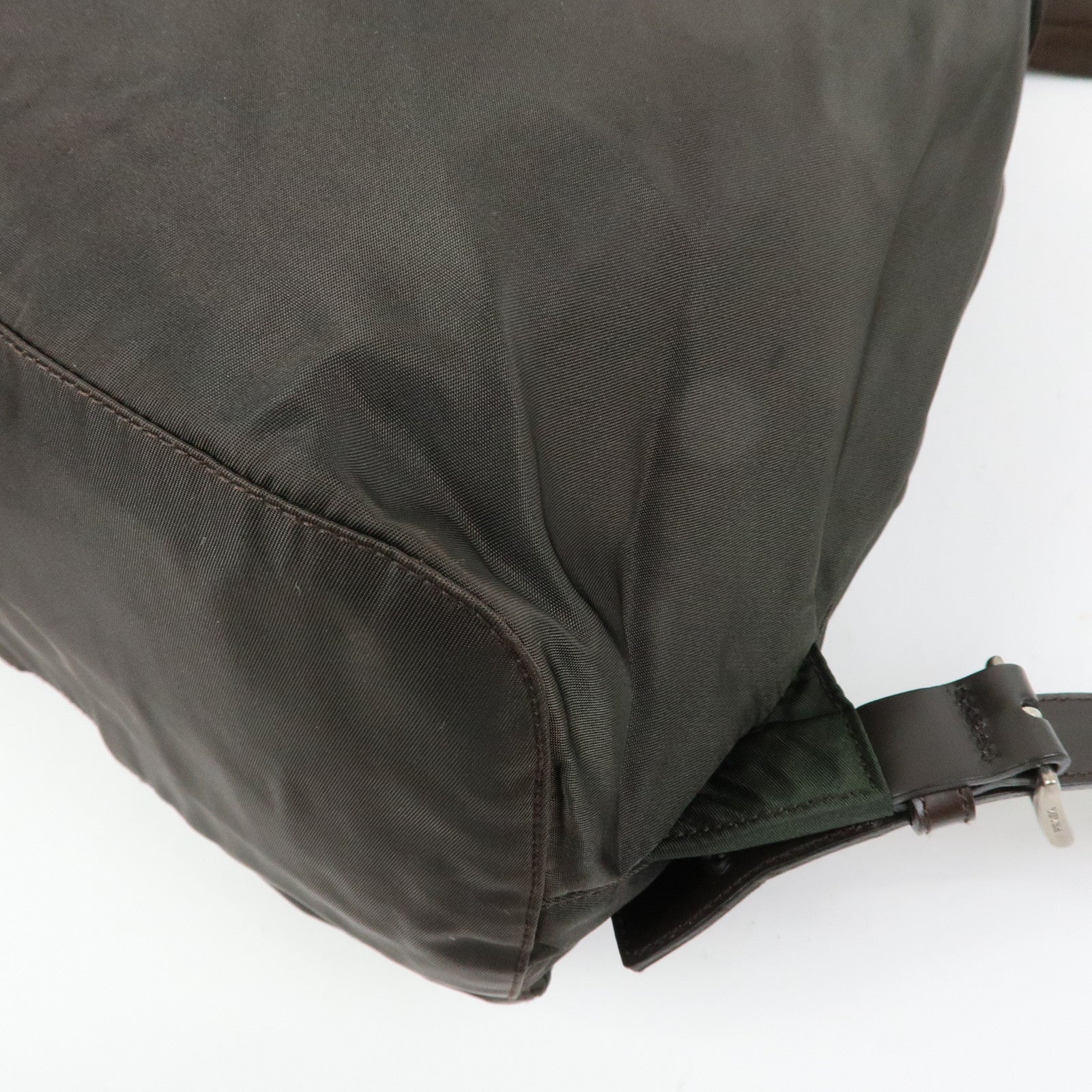 PRADA Triangle Logo Nylon Leather Backpack Rucksack Brown B2811