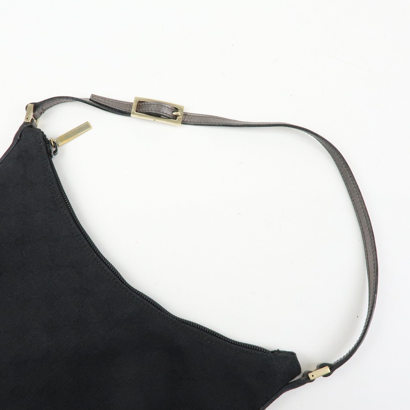 GUCCI GG Canvas Leather Shoulder Bag Hand Bag Black 005.0813