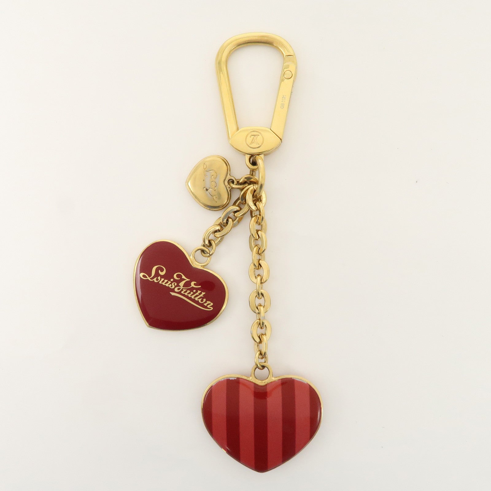 Louis Vuitton Porte Cles Coeur Rayures Bag Charm Red M66476 Used