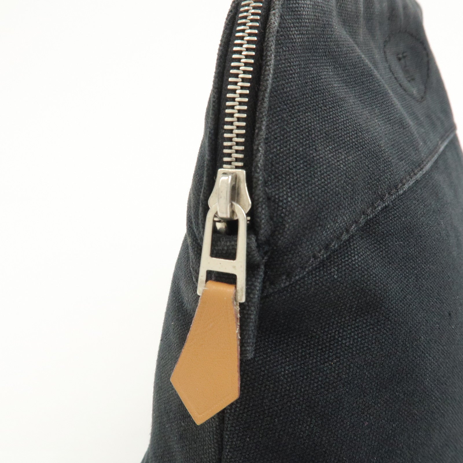 HERMES Canvas Leather Bolide Pouch MM Cosmetic Pouch Black