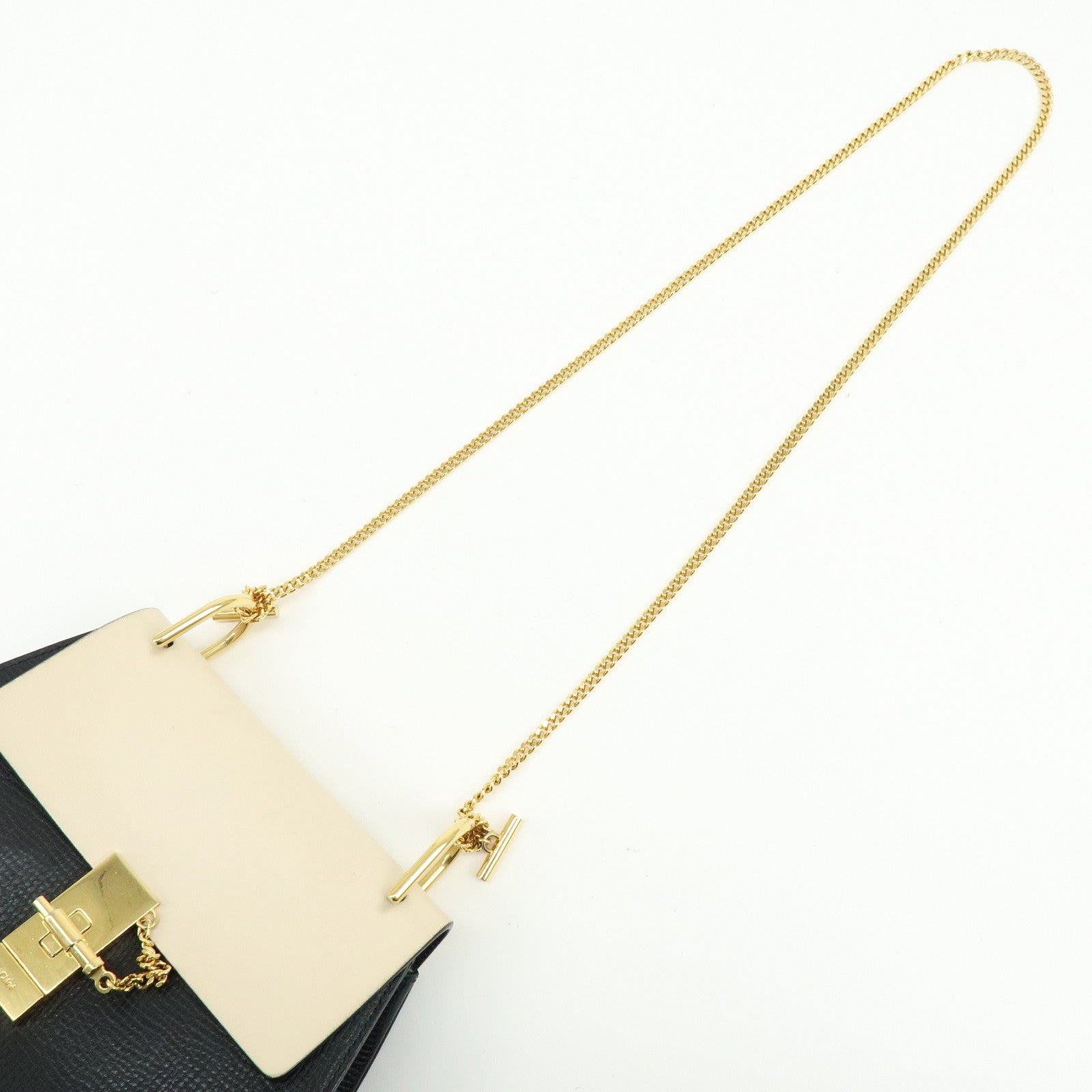 Chloe Drew Leather Shoulder Bag Crossbody Bag Black Ivory