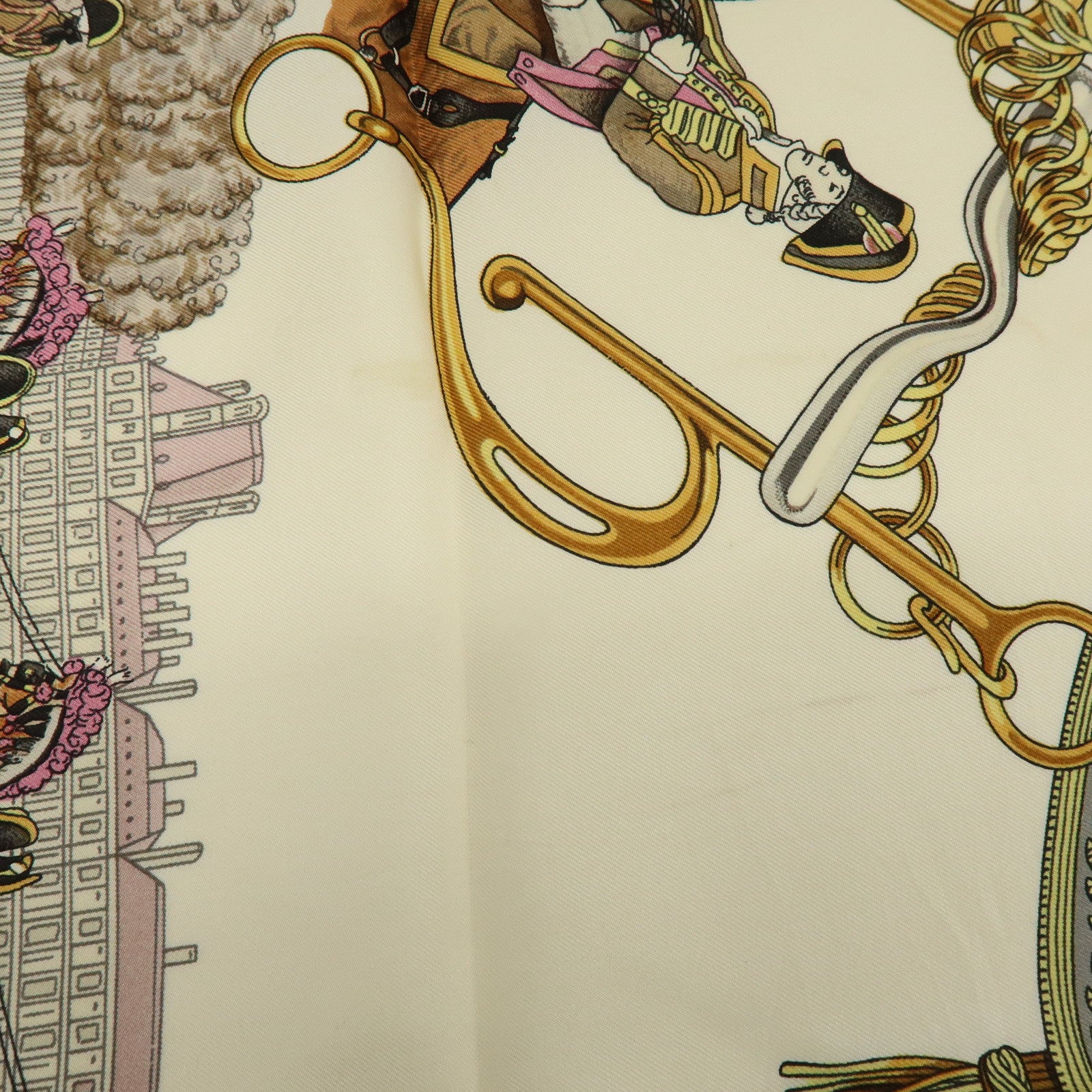 HERMES Carre 90 Silk 100% Scarf GRANDS ATTELAGES Green Pink Gold