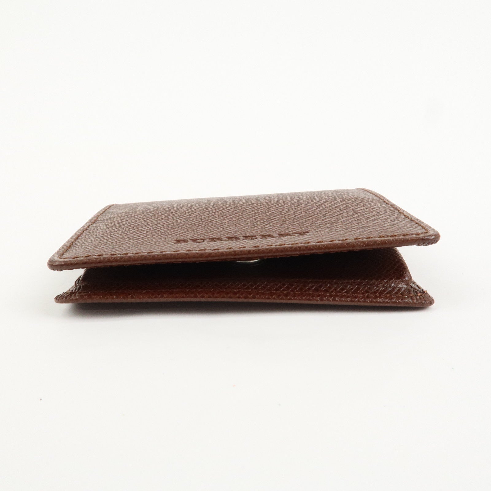BURBERRY Logo Leather Compact Coin Case Brown