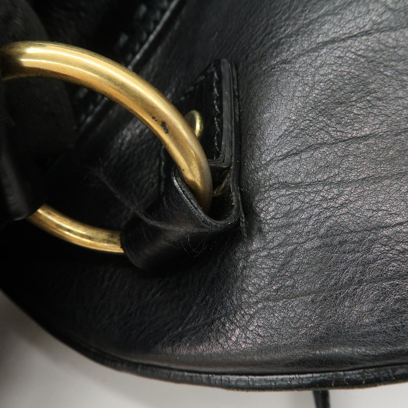 SAINT LAURENT PARIS Logo Leather Shoulder Bag Hand Bag Black 156464