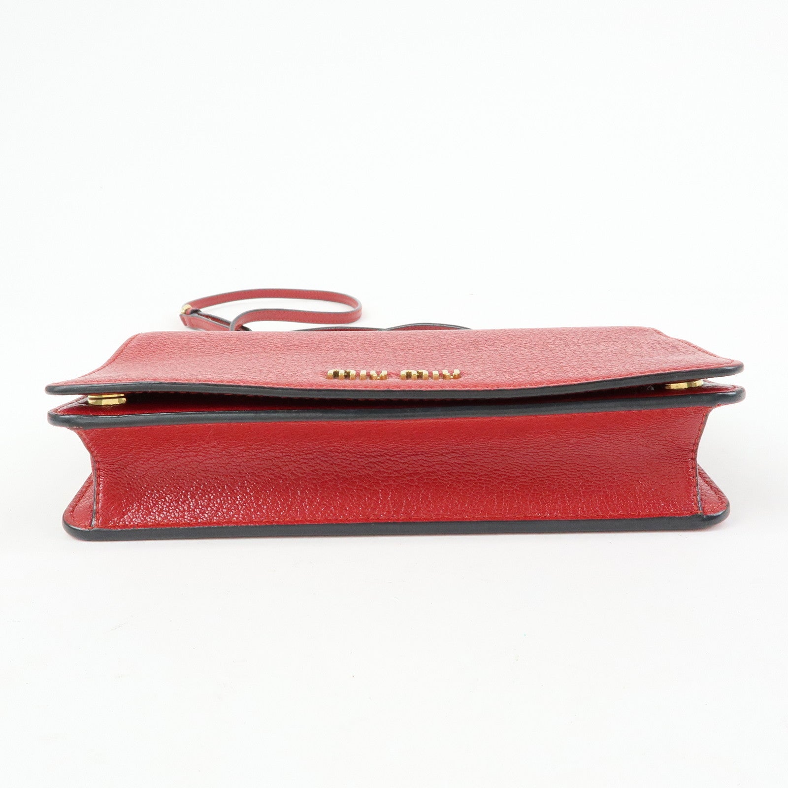 MIU MIU Madras Leather 2Way Bag Clutch Bag Shoulder Bag Red 5ZH044