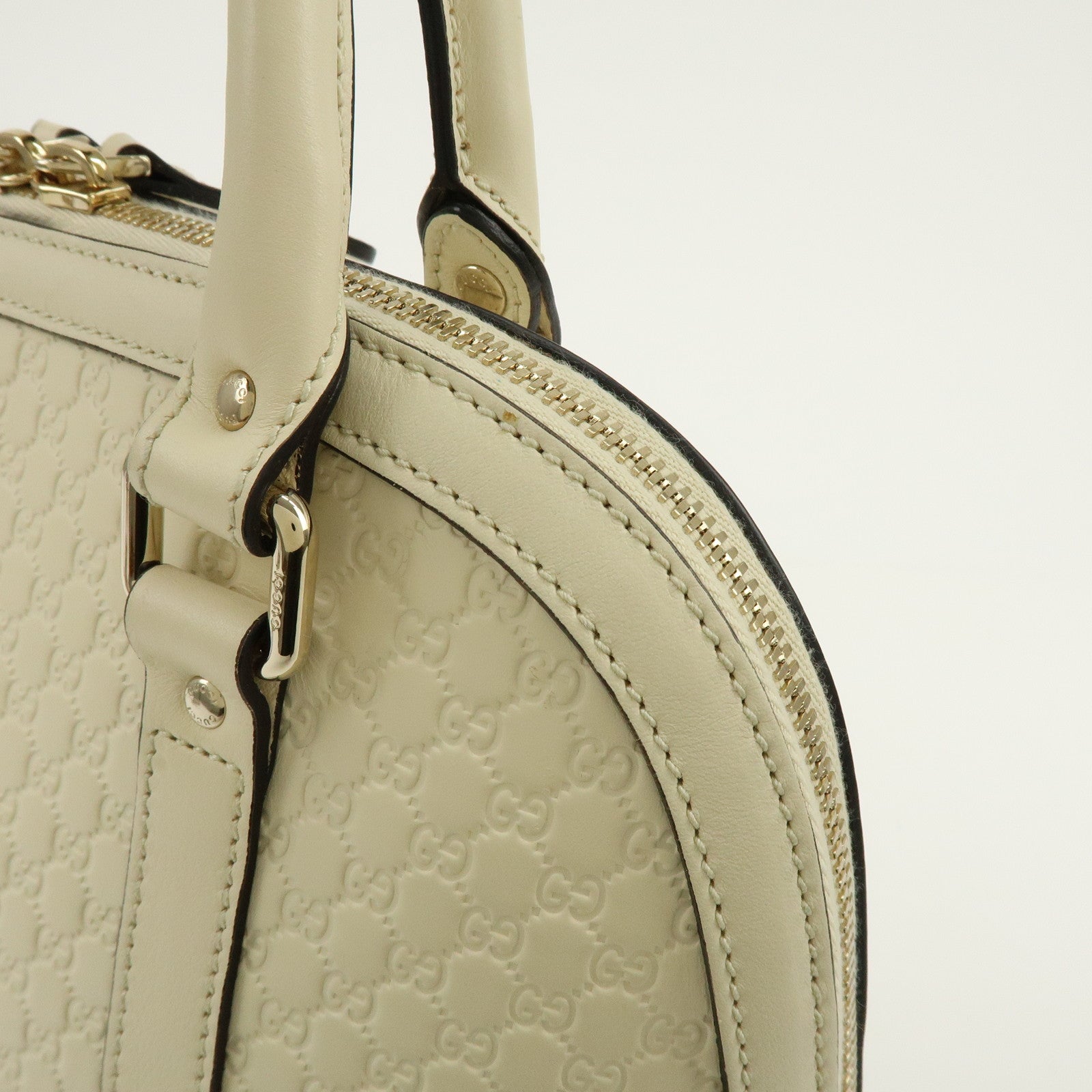 GUCCI Microguccissima Leather 2Way Bag Hand Bag Ivory 449663