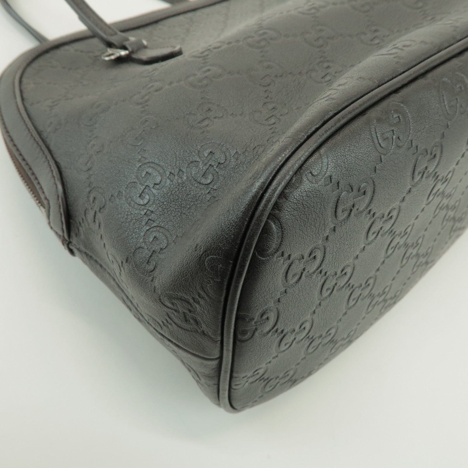 GUCCI Guccissima Leather 2Way Bag Hand Shoulder Bag Black 420023