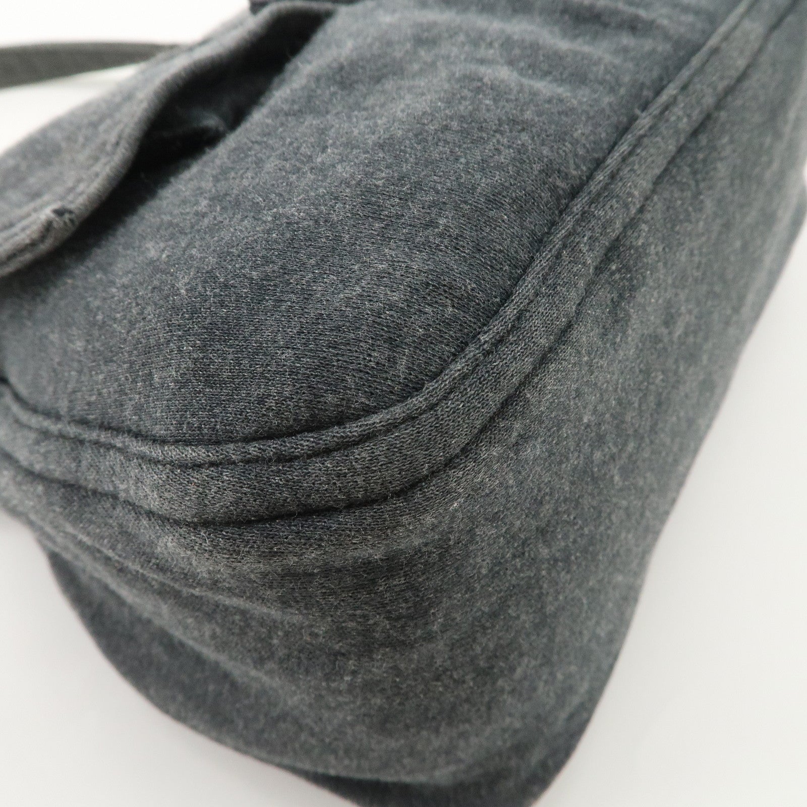FENDI Mamma Baguette Zucca Cotton Shoulder Bag Gray 26325 Used