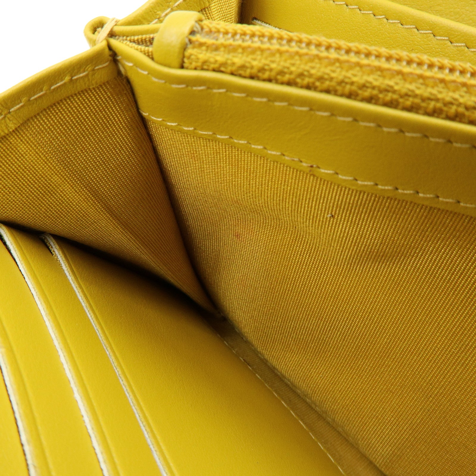 CHANEL CC Filigree Caviarskin Leather Long Wallet Yellow A84448