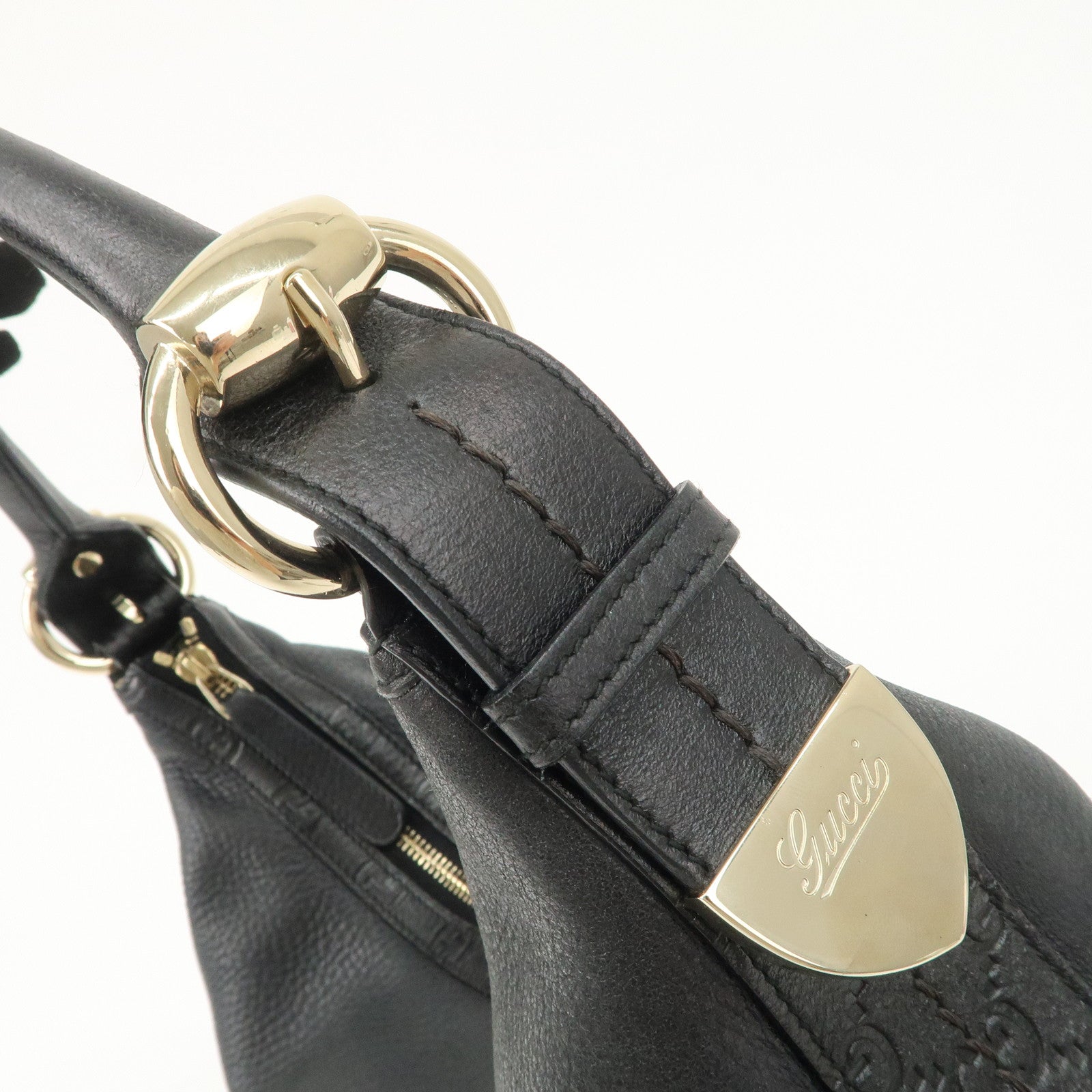 GUCCI Guccissima Leather Shoulder Bag Hand Bag Black 181515 Used