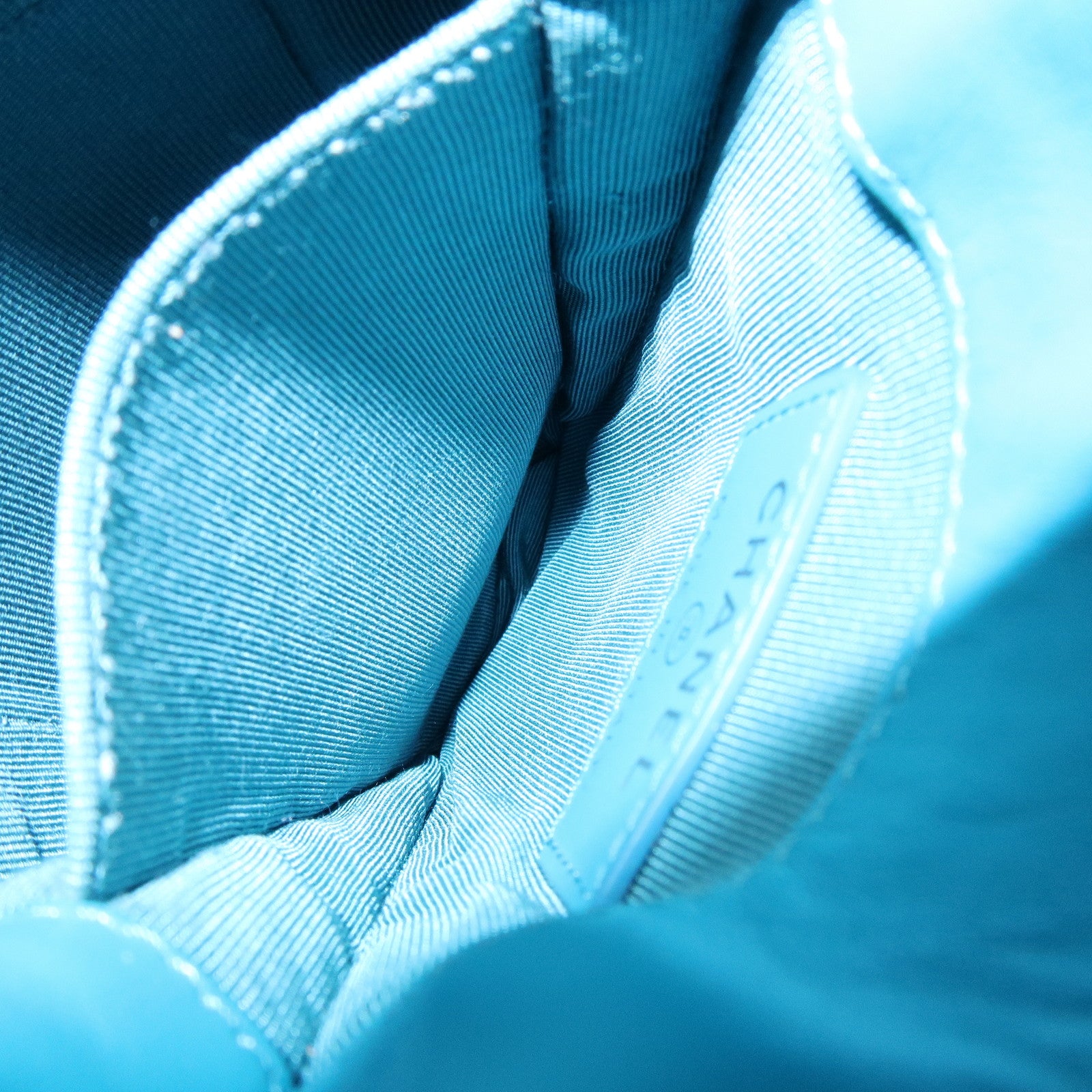 CHANEL COCO Mark Patent Leather Shoulder Bag Crossbody Bag Blue