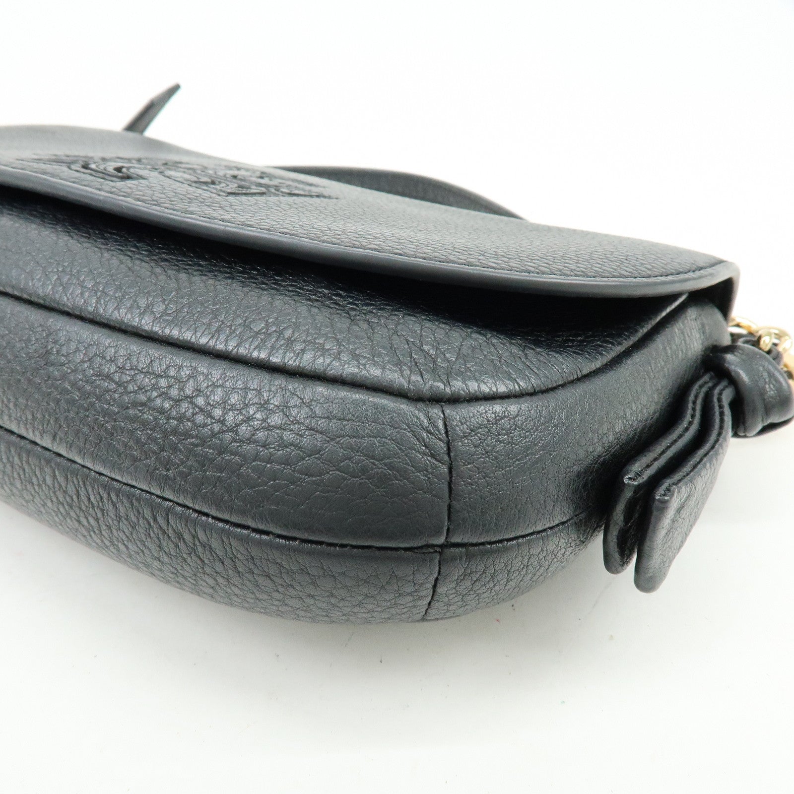 TORY BURCH Logo Leather Shoulder Bag Crossbody Bag Black