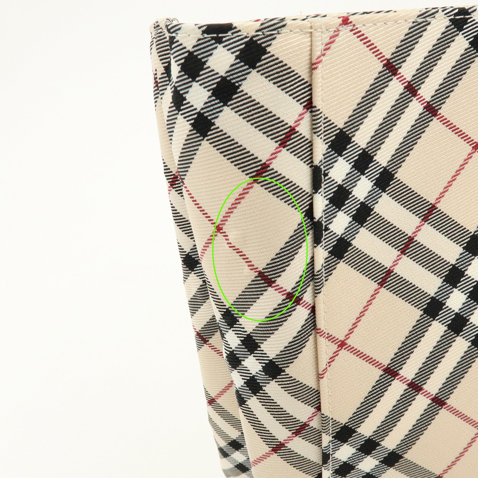BURBERRY Blue Label Nova Plaid Nylon Leather Tote Bag Beige Red