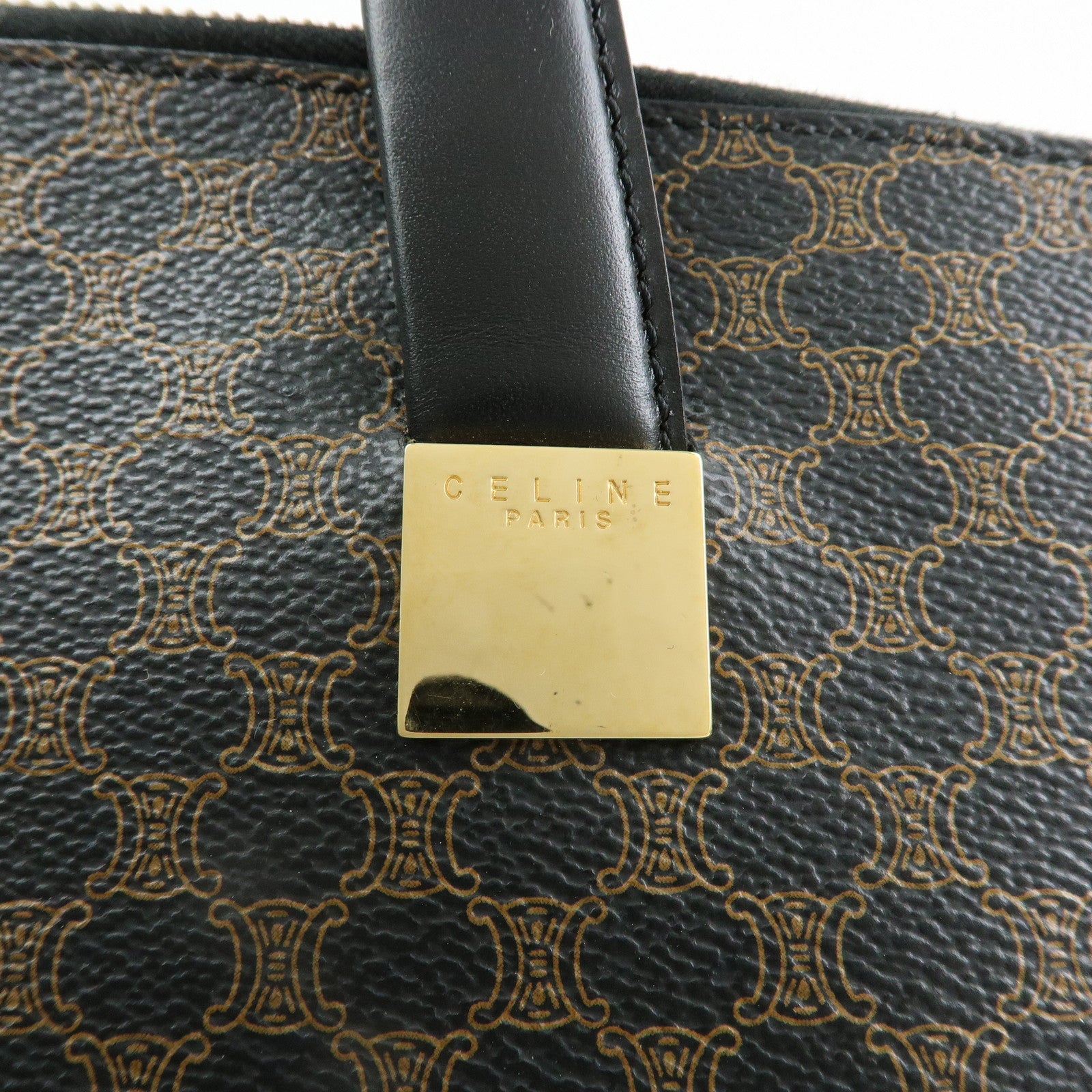 CELINE Macadam PVC Leather 2Way Bag Hand Bag Shoulder Bag Brown