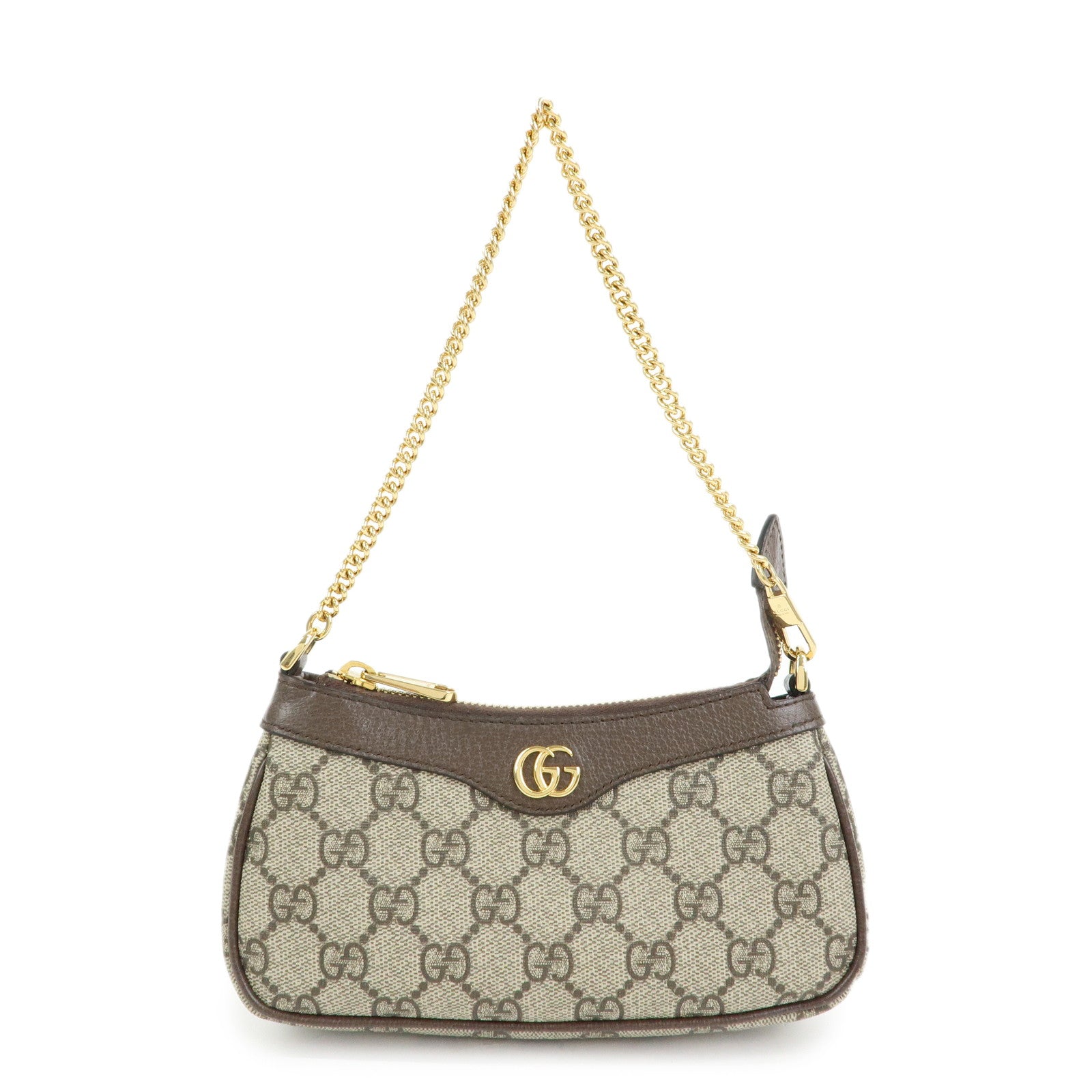 GUCCI Ophidia GG Supreme Leather Chain Pouch Hand Bag Brown 764960