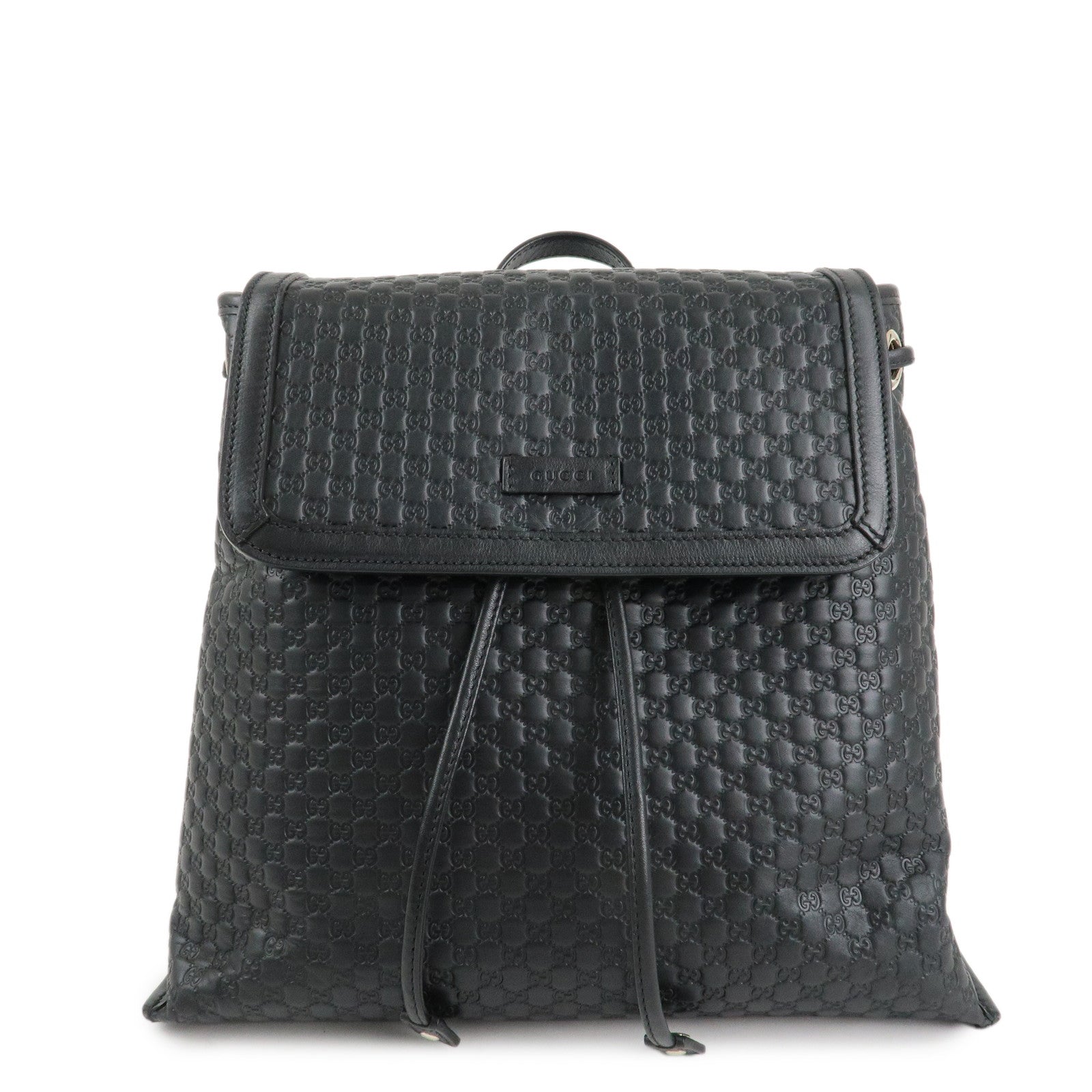 GUCCI Micro Guccissima Leather Backpack Rucksack Black 607993 Used