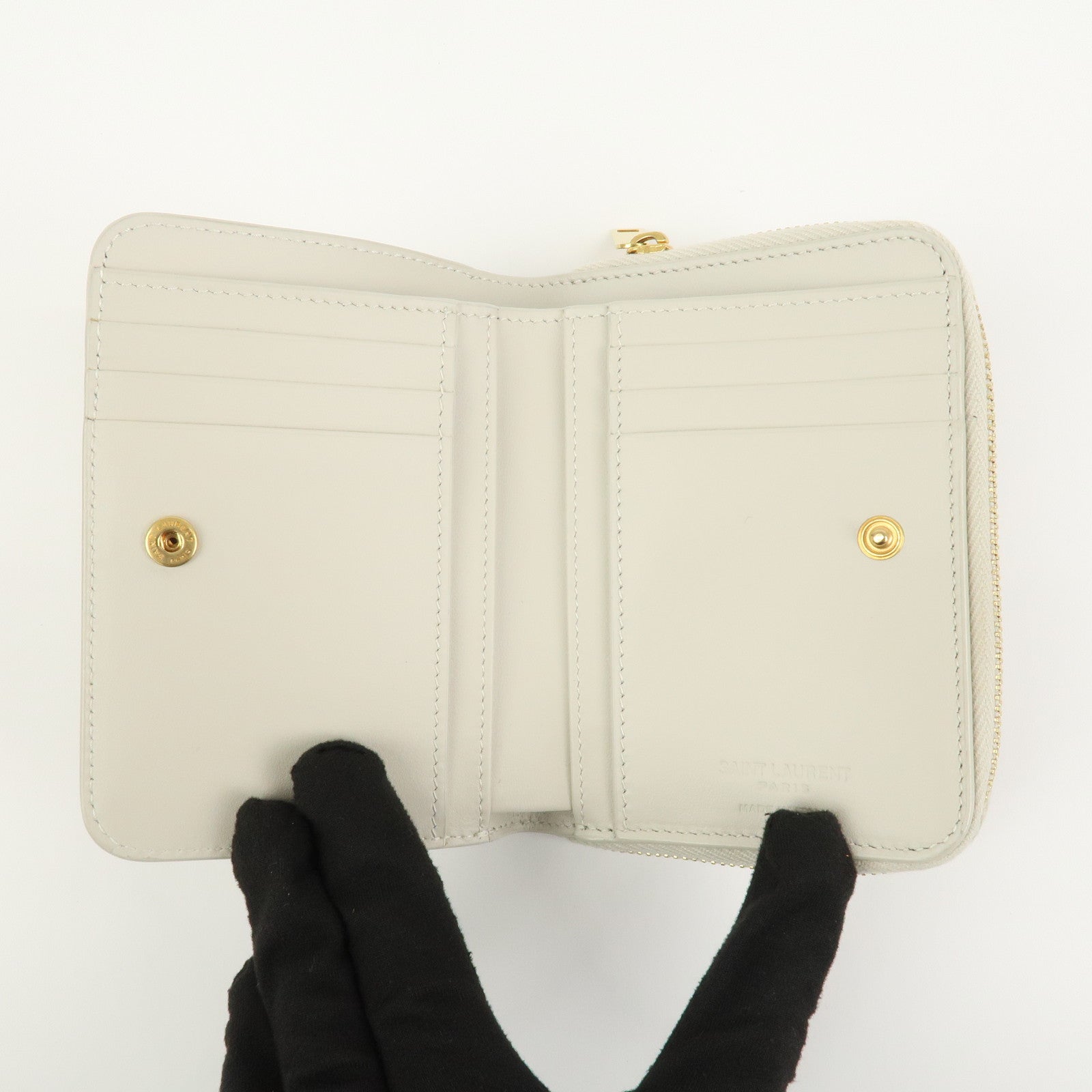 SAINT LAURENT PARIS Dot Print Round Zippy Compact Wallet 562796