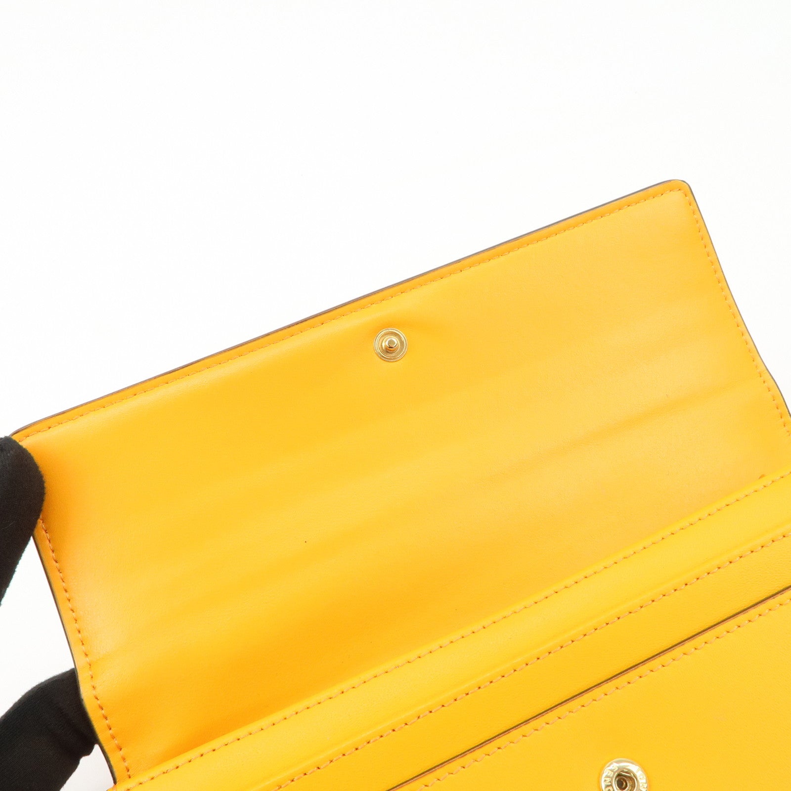 FENDI Logo Leather Long Wallet Orange Gold HDW 8M0251