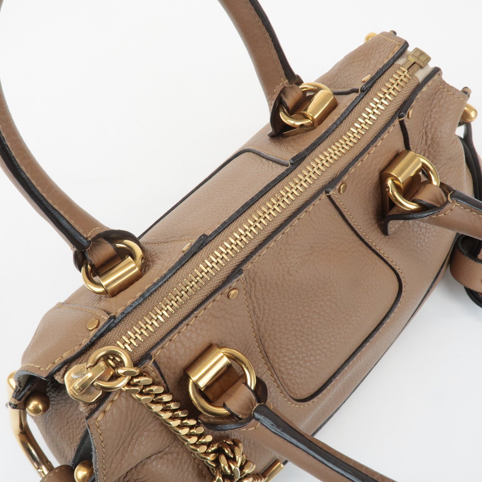 Chloe Hayley Leather 2WAY Bag Hand Bang Shoulder Bag Brown