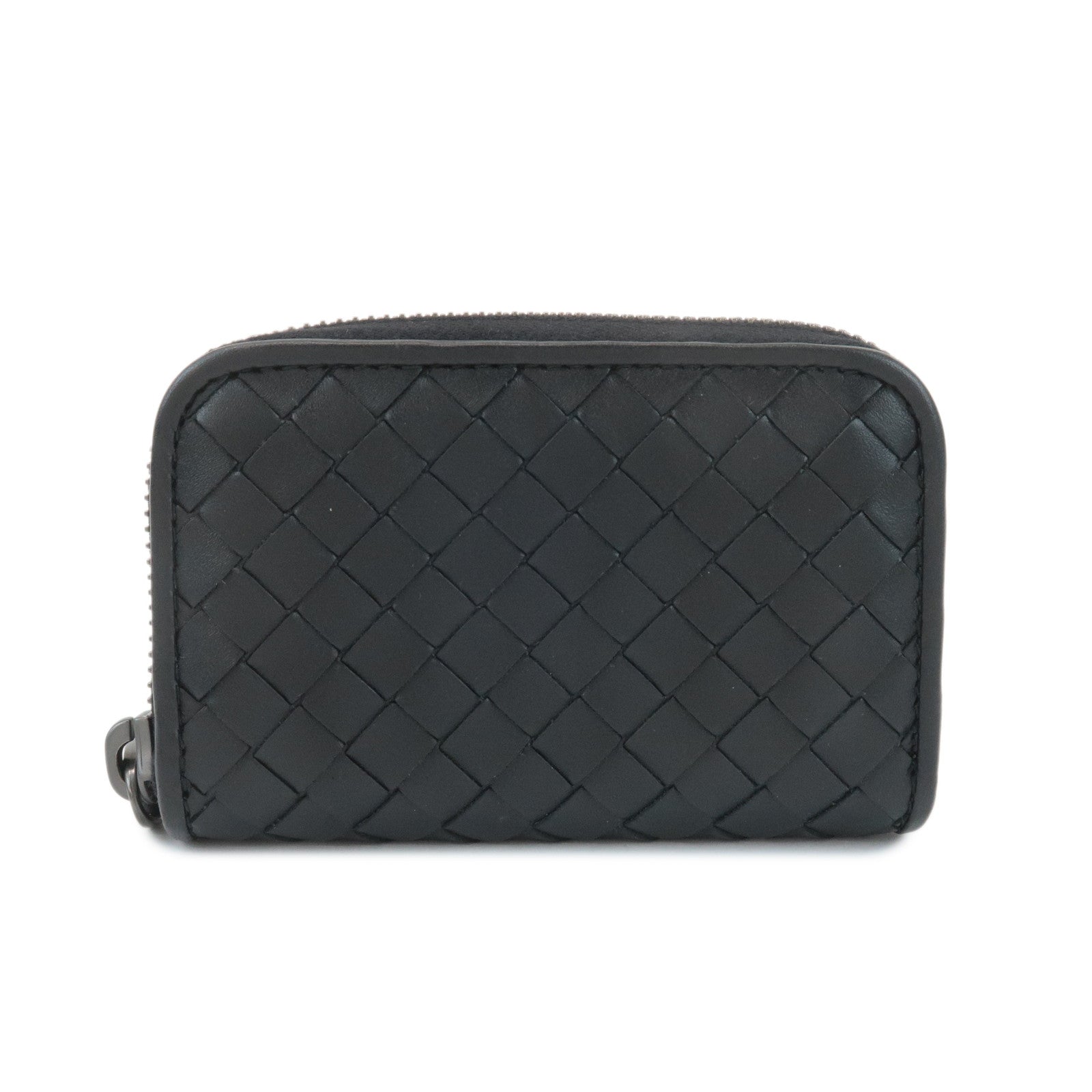 BOTTEGA VENETA Intrecciato Leather Coin Case Black Used