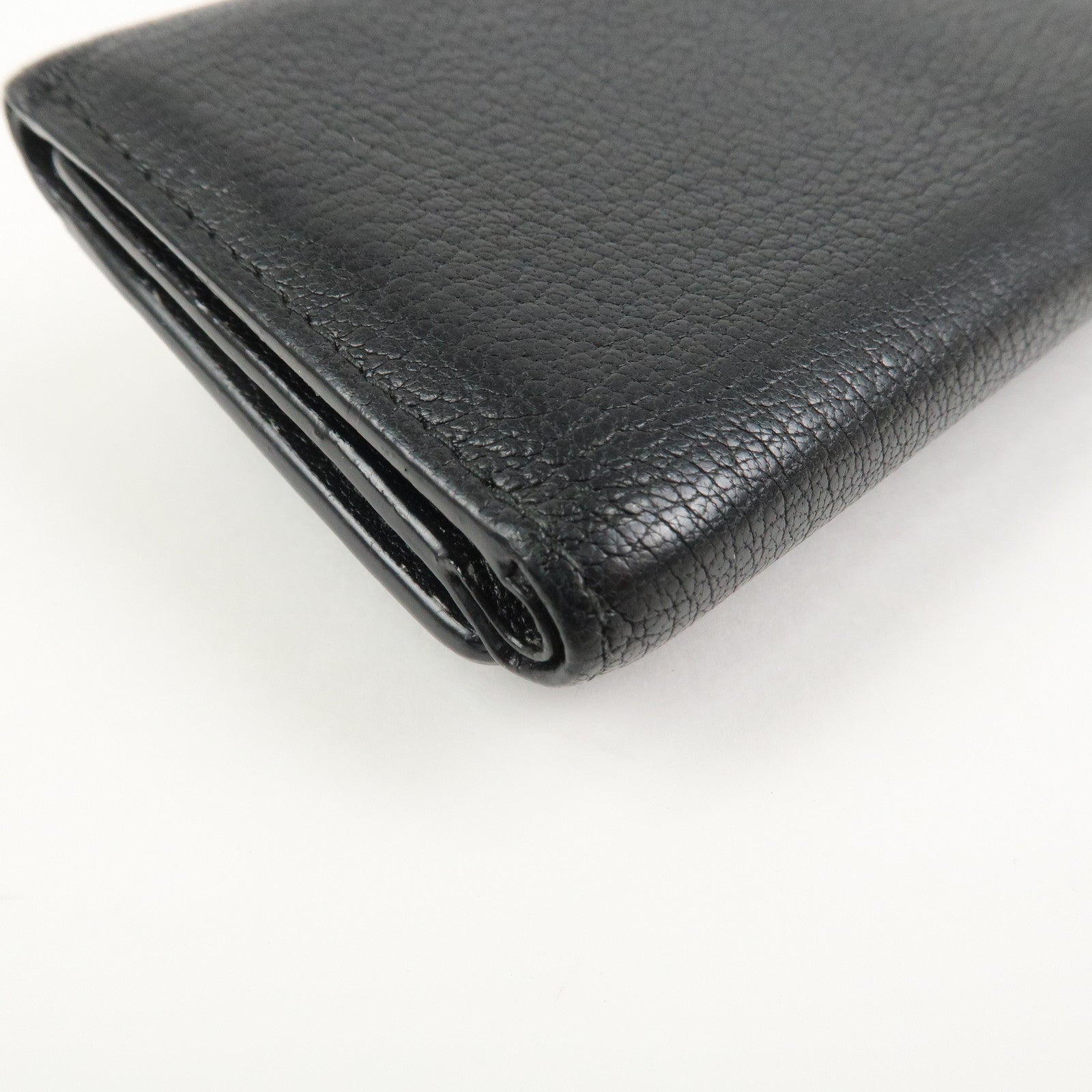 MIU MIU Logo Leather Tri-fold Compact Wallet Black 5MH020