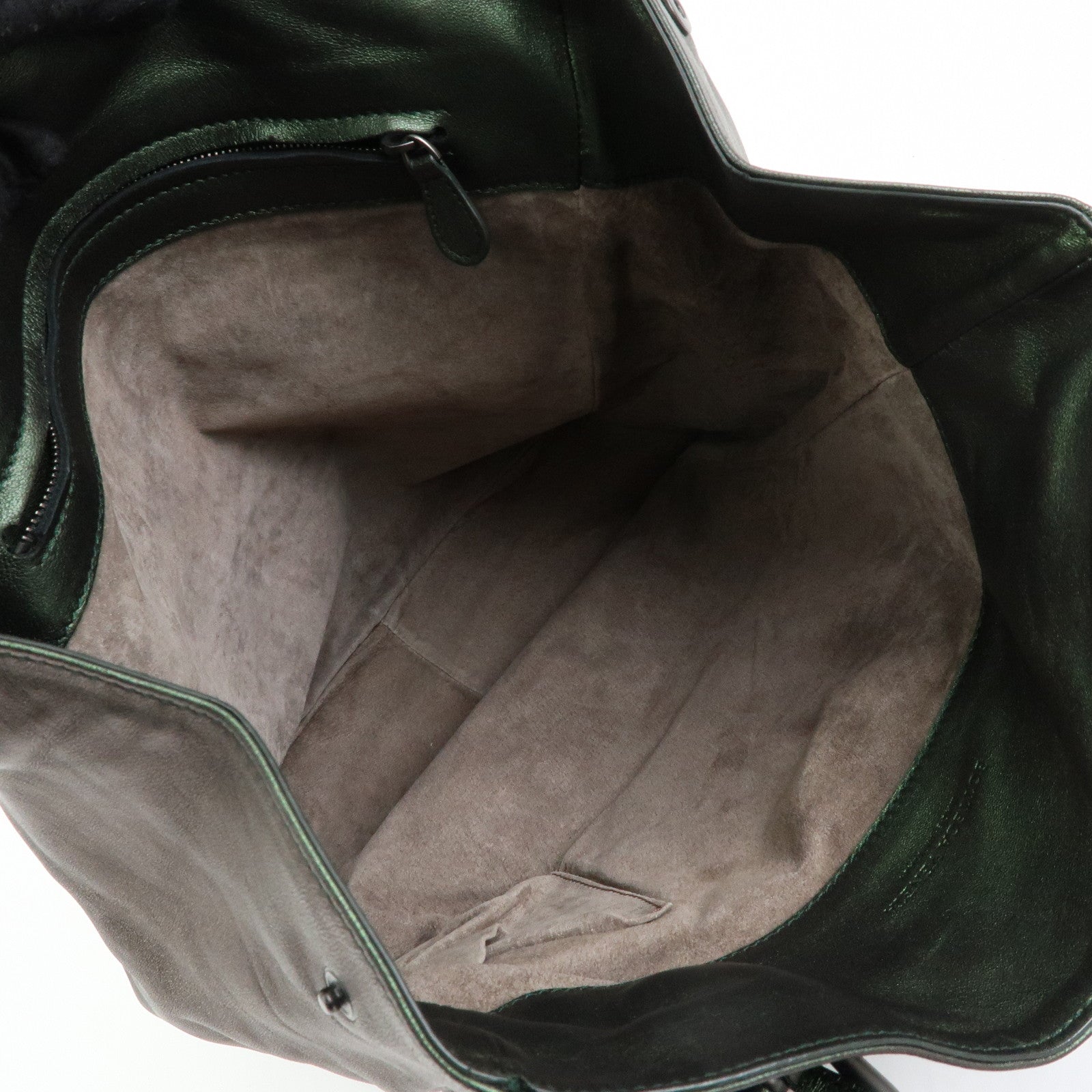 BOTTEGA VENETA Intrecciato Leather Tote Bag Hand Bag Metalic Green