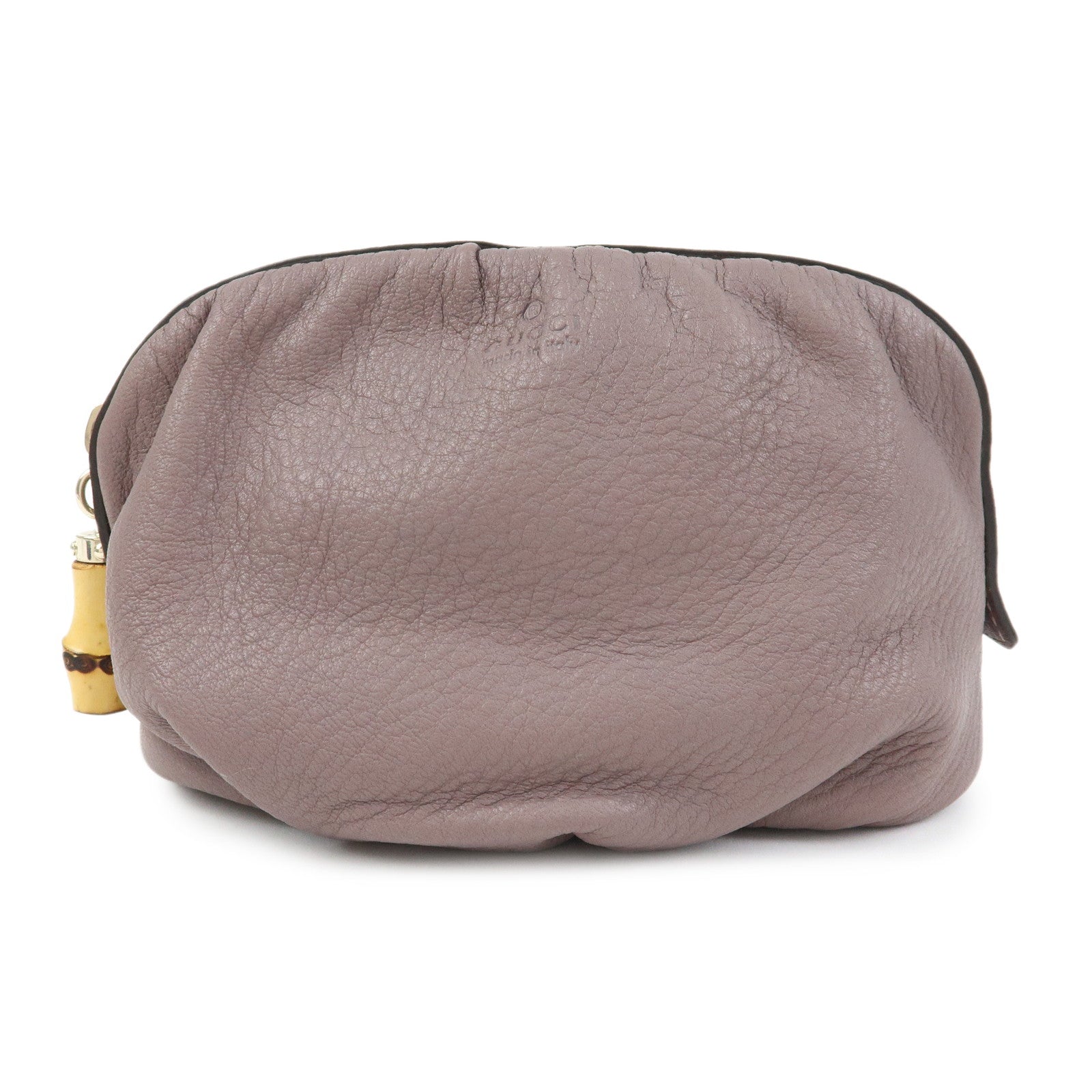 GUCCI Bamboo Leather Cosmetic Case Pouch Light Purple 246175
