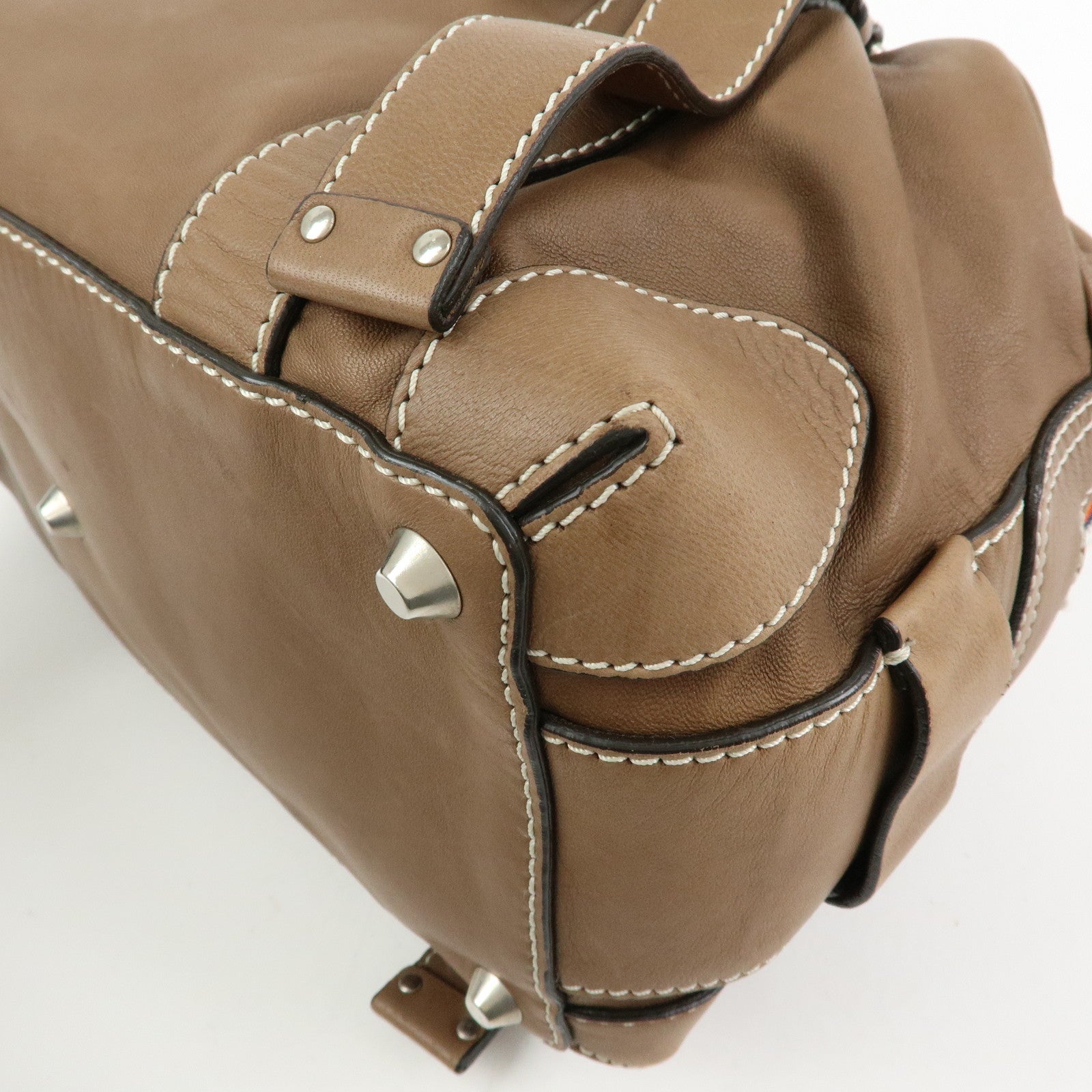 Chloe Patsy Leather Boston Bag Shoulder Bag Hand Bag Brown