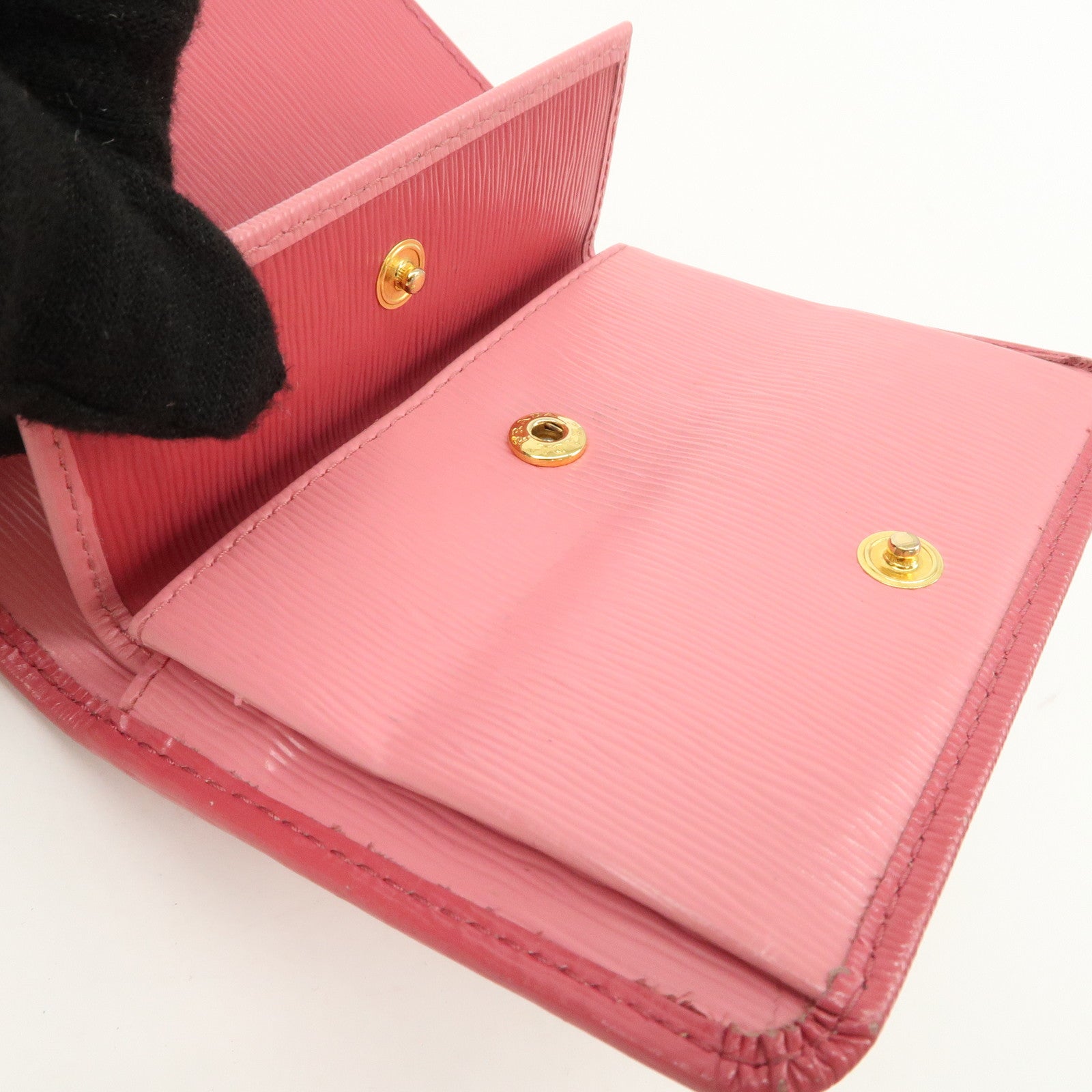 PRADA Saffiano Leather Trifold Compact Wallet Pink 1MH176 Used