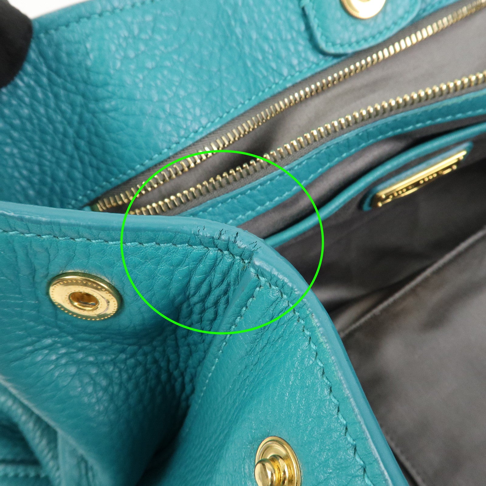 MIU MIU Logo Leather Shoulder Bag Hand Bag Green