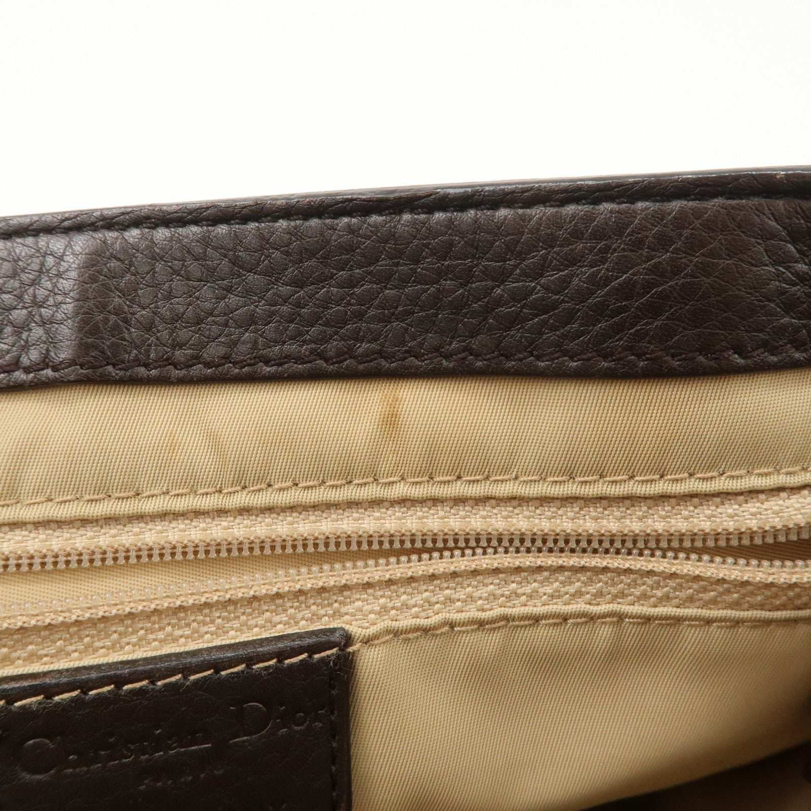 Christian Dior Trotter Leather Canvas Hand Bag Brown Used